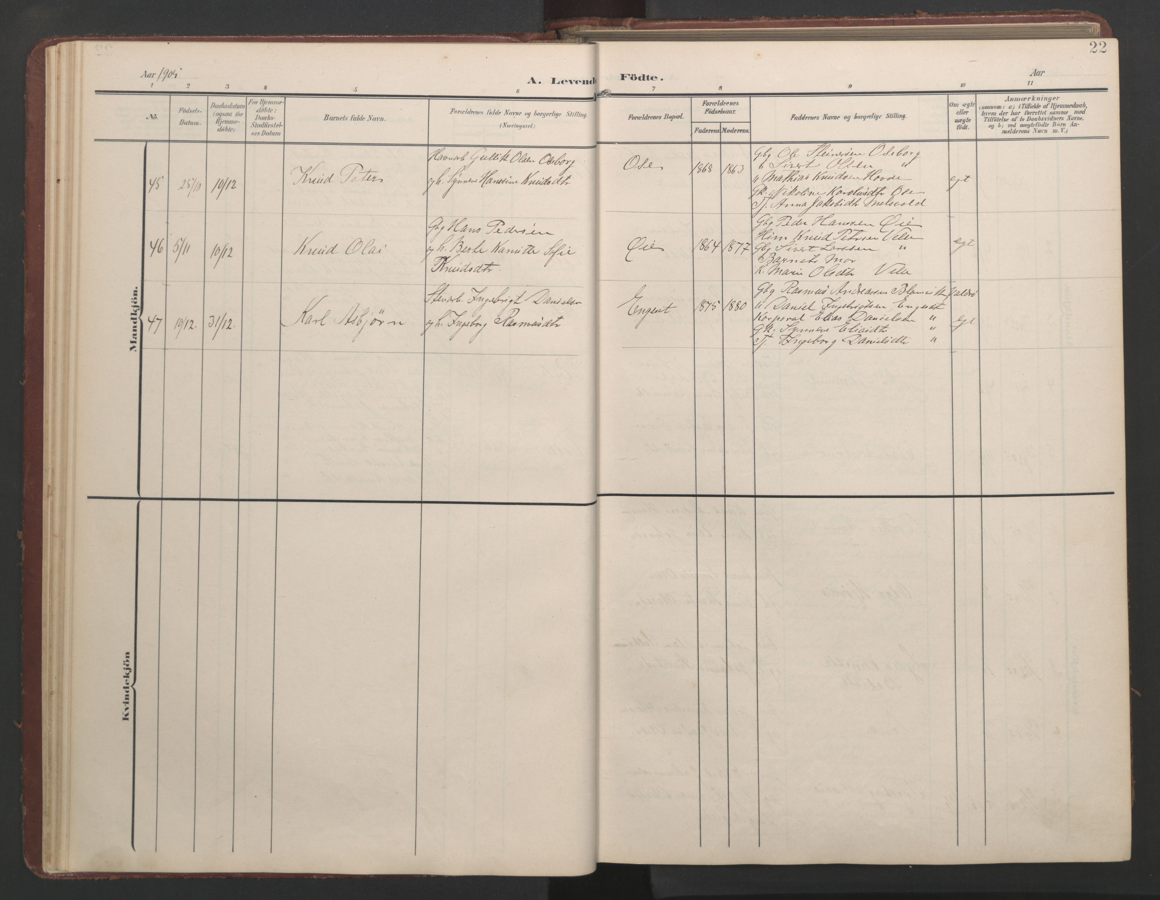 Ministerialprotokoller, klokkerbøker og fødselsregistre - Møre og Romsdal, AV/SAT-A-1454/513/L0190: Klokkerbok nr. 513C04, 1904-1926, s. 22