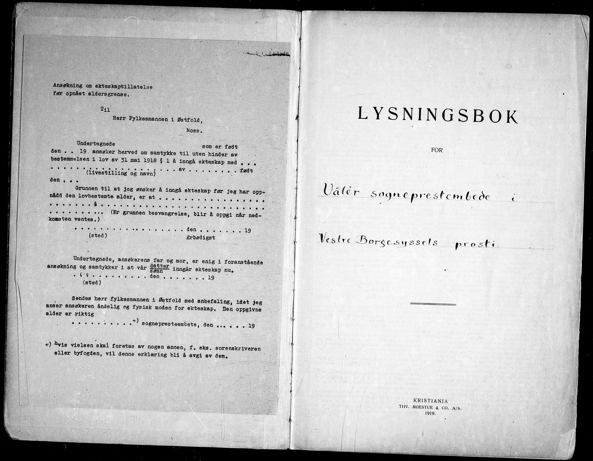 Våler prestekontor Kirkebøker, SAO/A-11083/H/Ha/L0001: Lysningsprotokoll nr. 1, 1919-1969