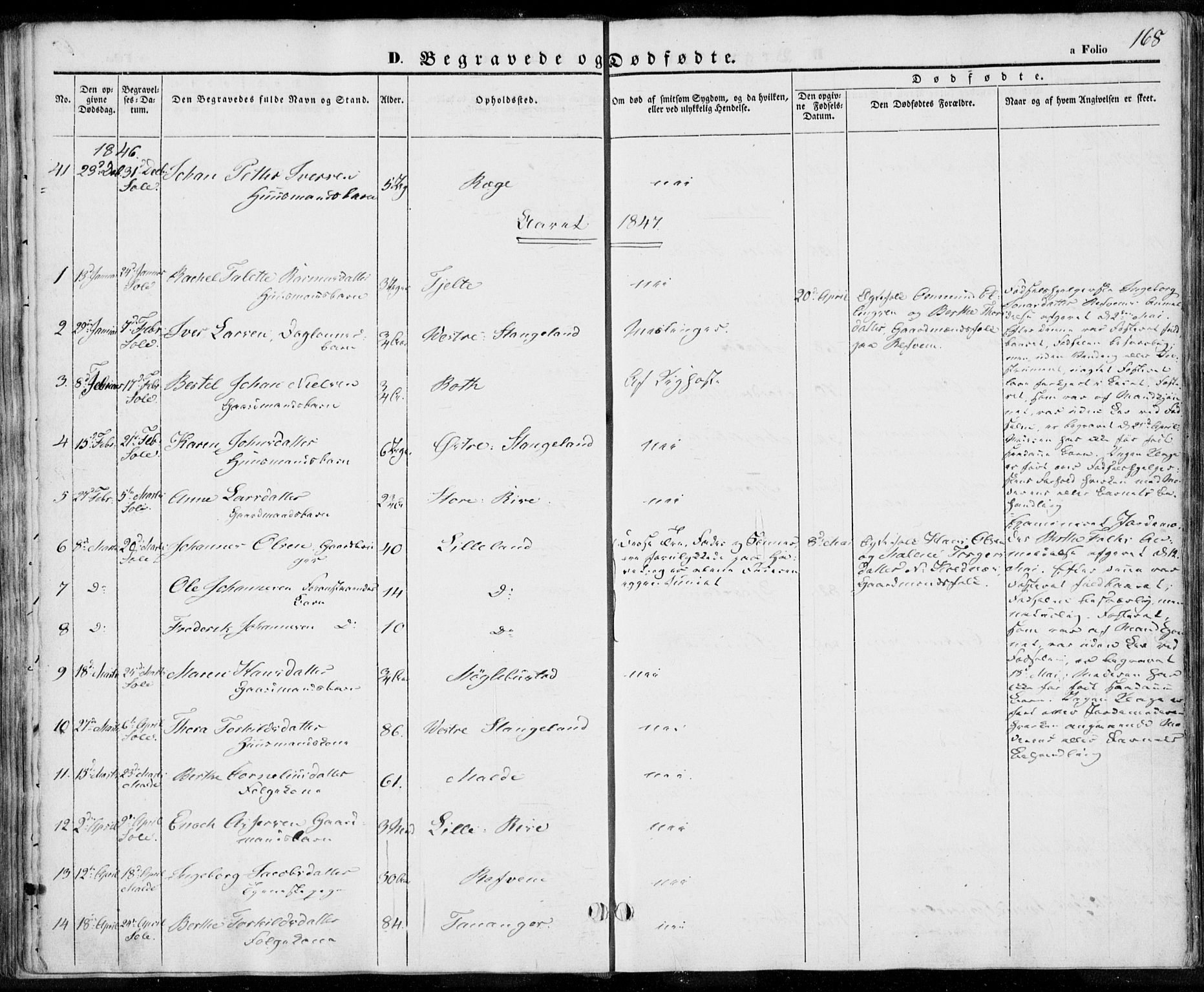 Håland sokneprestkontor, AV/SAST-A-101802/001/30BA/L0006: Ministerialbok nr. A 6, 1842-1853, s. 168