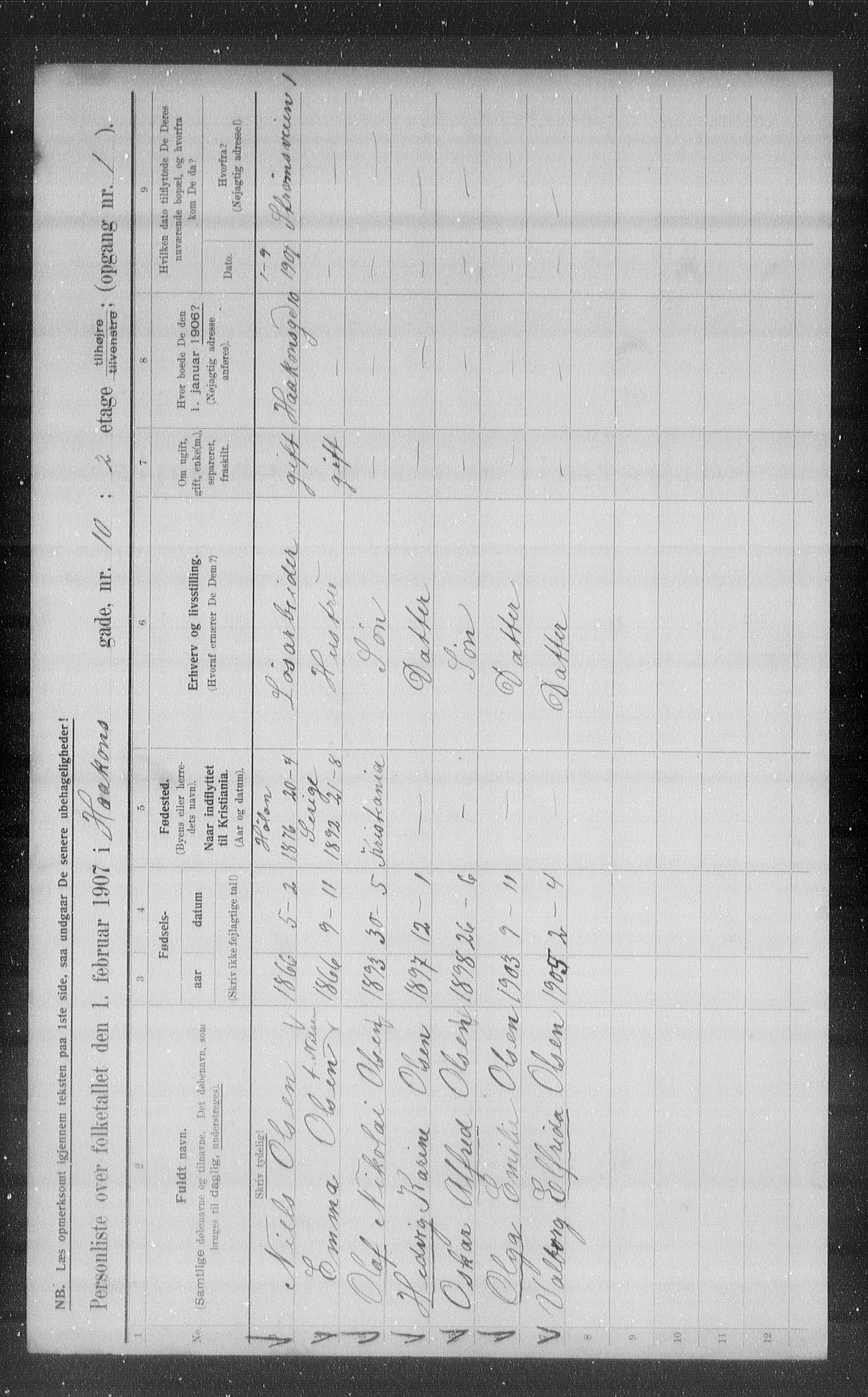 OBA, Kommunal folketelling 1.2.1907 for Kristiania kjøpstad, 1907, s. 21948
