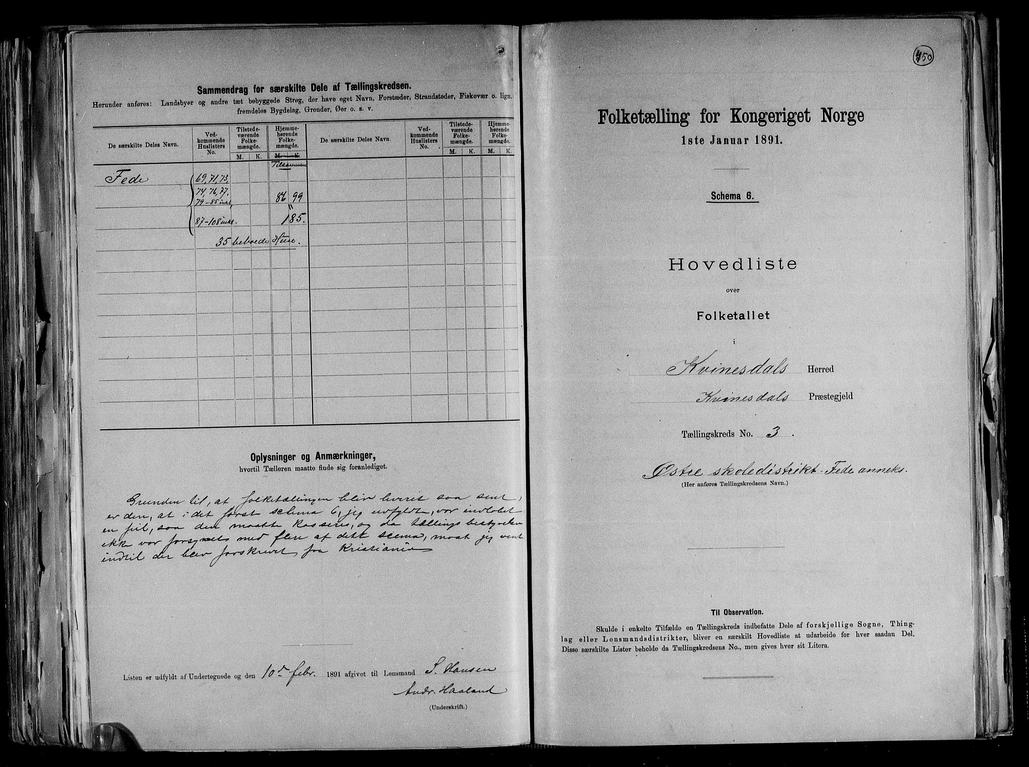 RA, Folketelling 1891 for 1037 Kvinesdal herred, 1891, s. 12