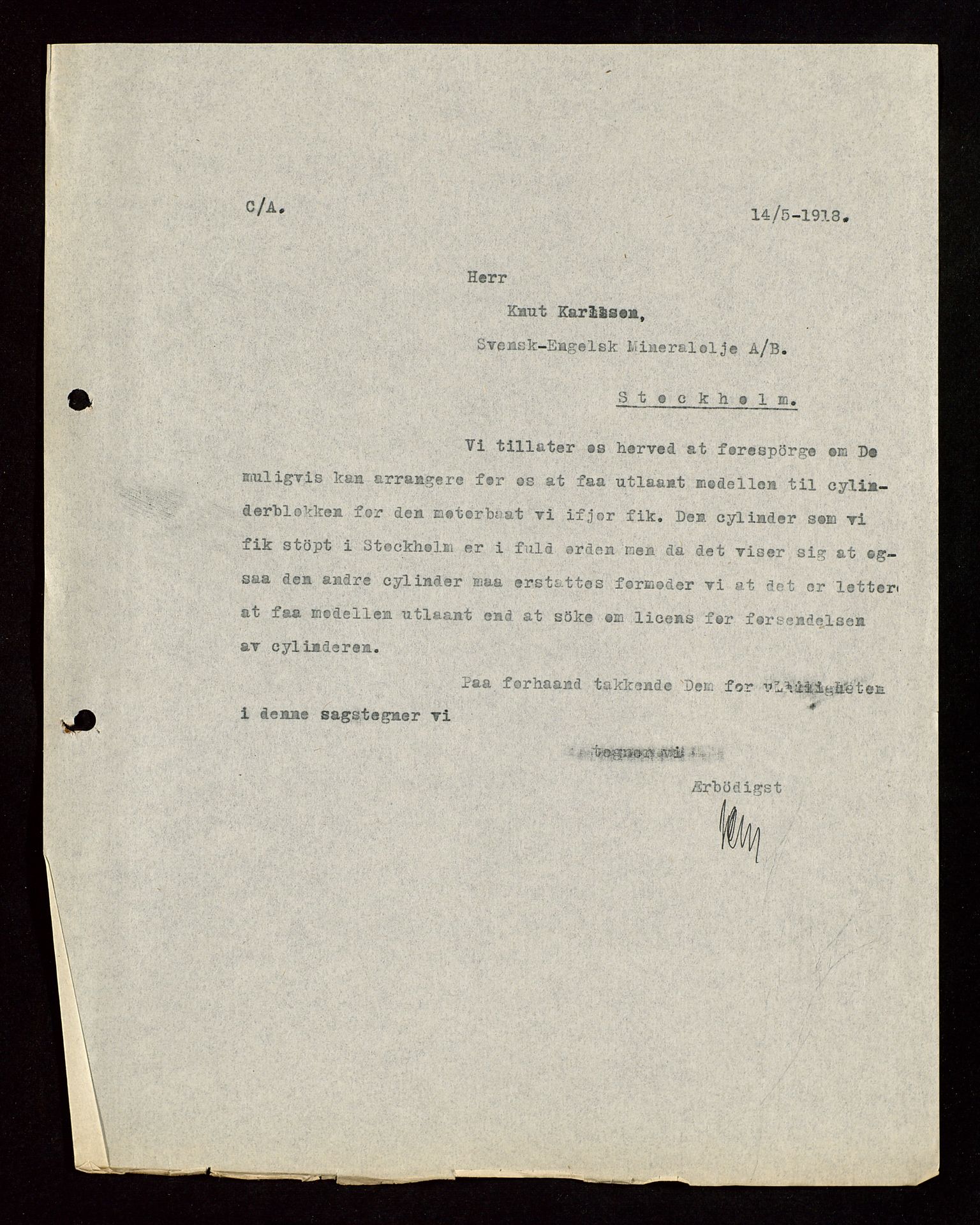 Pa 1521 - A/S Norske Shell, AV/SAST-A-101915/E/Ea/Eaa/L0003: Sjefskorrespondanse, 1918, s. 108