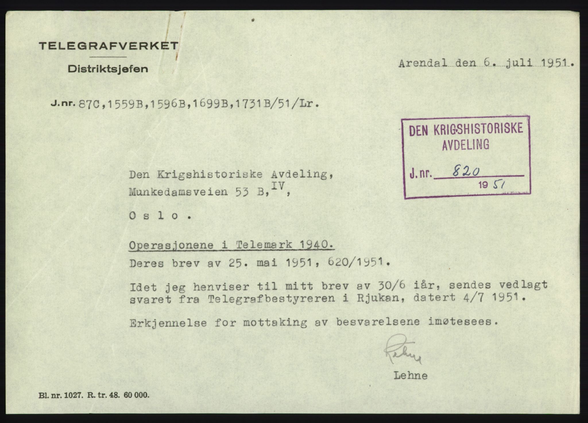 Forsvaret, Forsvarets krigshistoriske avdeling, AV/RA-RAFA-2017/Y/Yb/L0056: II-C-11-136-139  -  1. Divisjon, 1940-1957, s. 1478