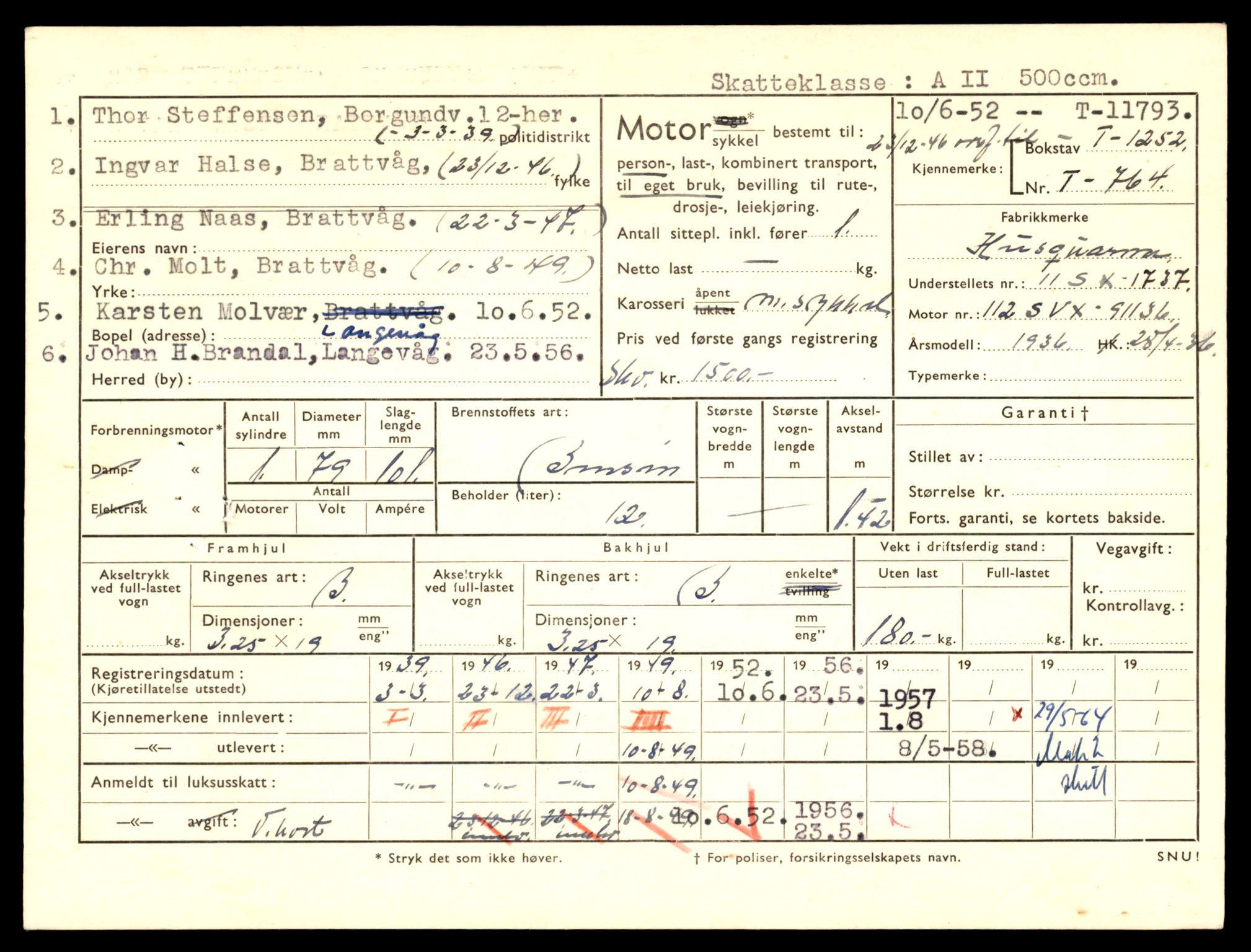 Møre og Romsdal vegkontor - Ålesund trafikkstasjon, SAT/A-4099/F/Fe/L0030: Registreringskort for kjøretøy T 11620 - T 11799, 1927-1998, s. 2509