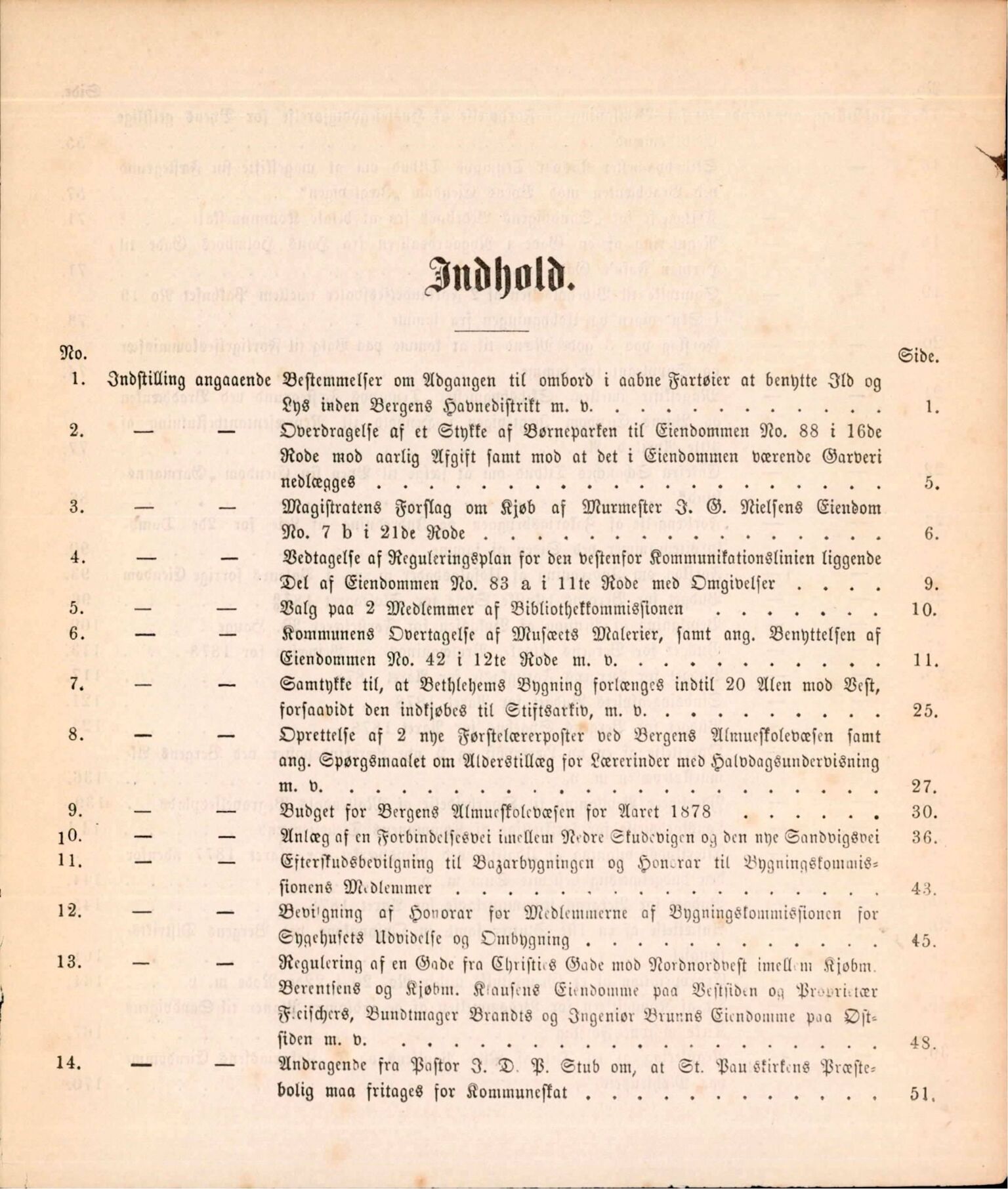 Bergen kommune. Formannskapet, BBA/A-0003/Ad/L0033: Bergens Kommuneforhandlinger, 1878