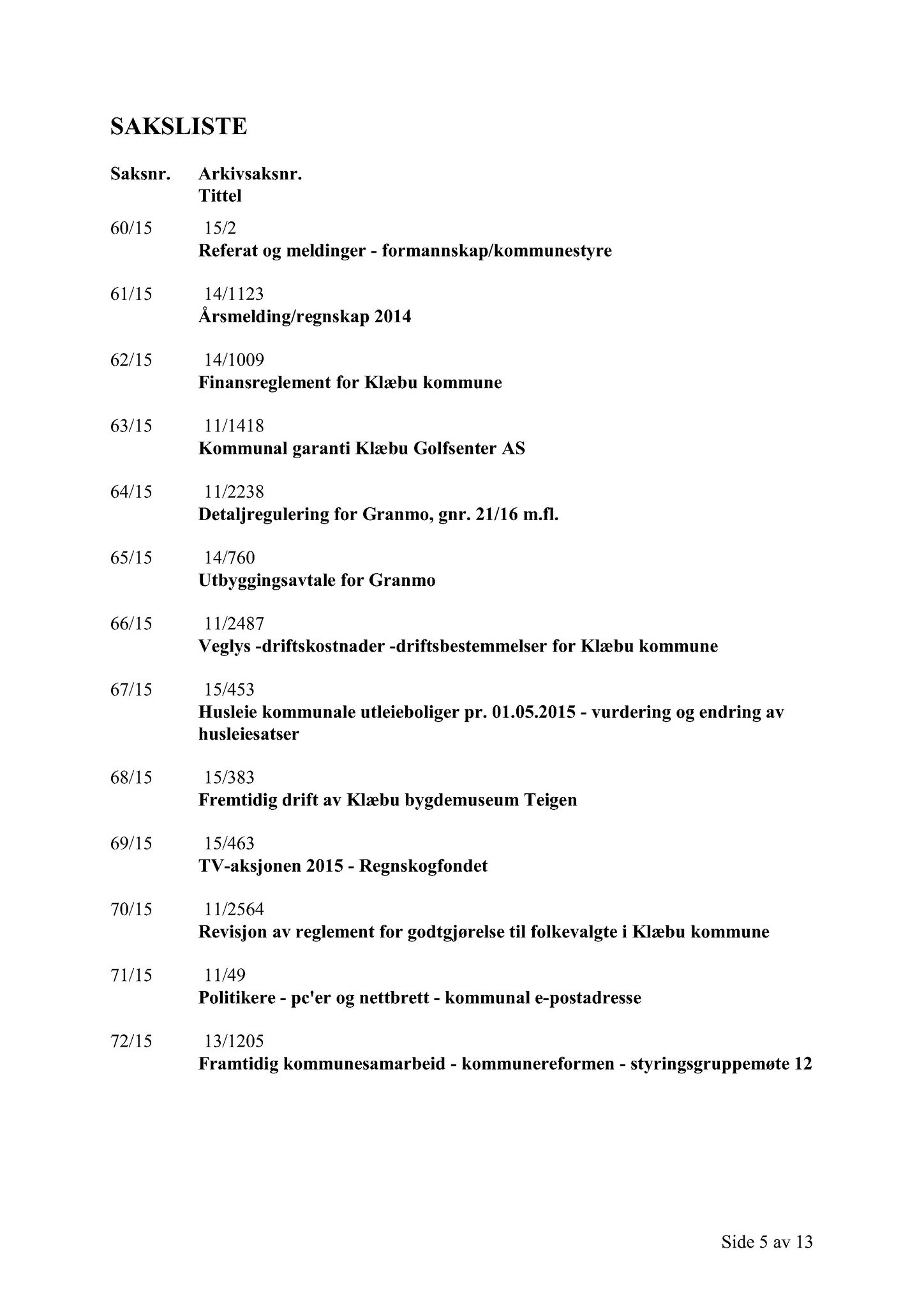 Klæbu Kommune, TRKO/KK/02-FS/L008: Formannsskapet - Møtedokumenter, 2015, s. 1957