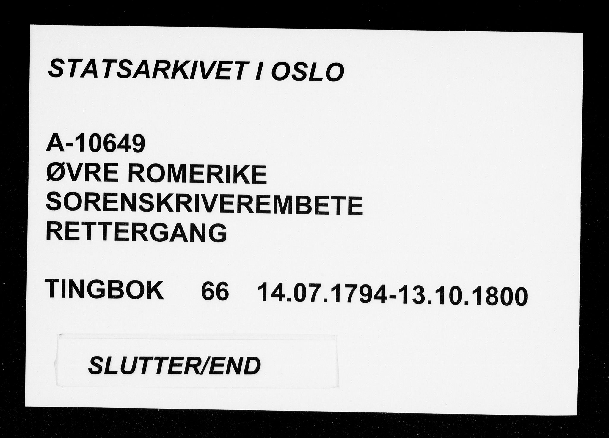 Øvre Romerike sorenskriveri, AV/SAO-A-10649/F/Fb/L0066: Tingbok 66, 1794-1800