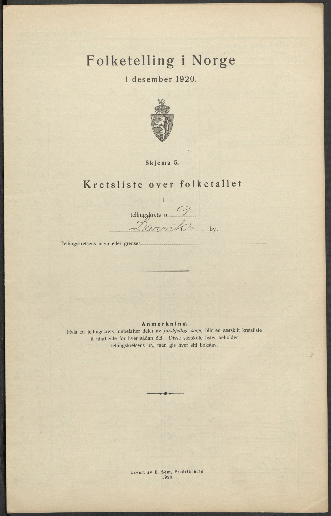 SAKO, Folketelling 1920 for 0707 Larvik kjøpstad, 1920, s. 49