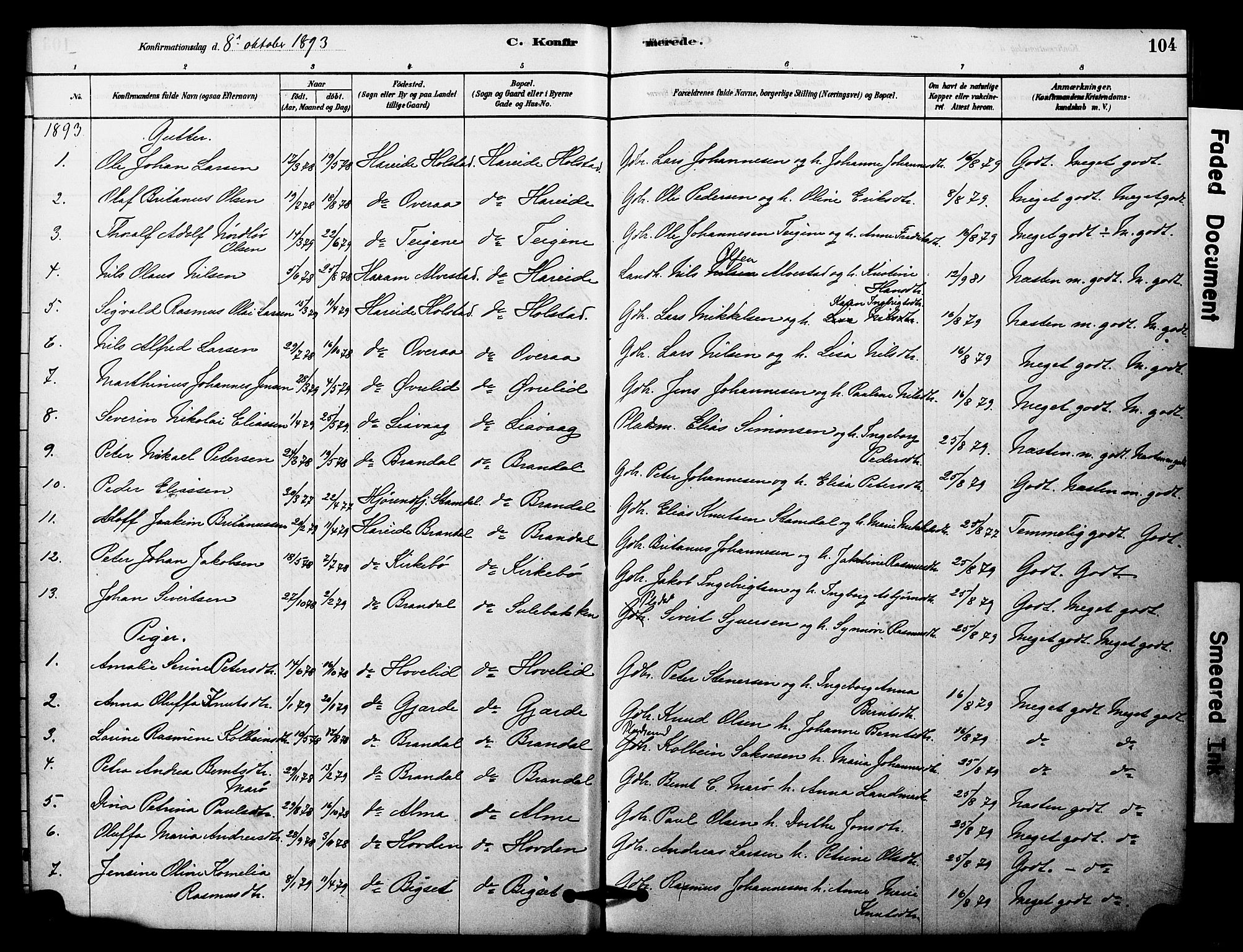 Ministerialprotokoller, klokkerbøker og fødselsregistre - Møre og Romsdal, SAT/A-1454/510/L0122: Ministerialbok nr. 510A02, 1878-1897, s. 104