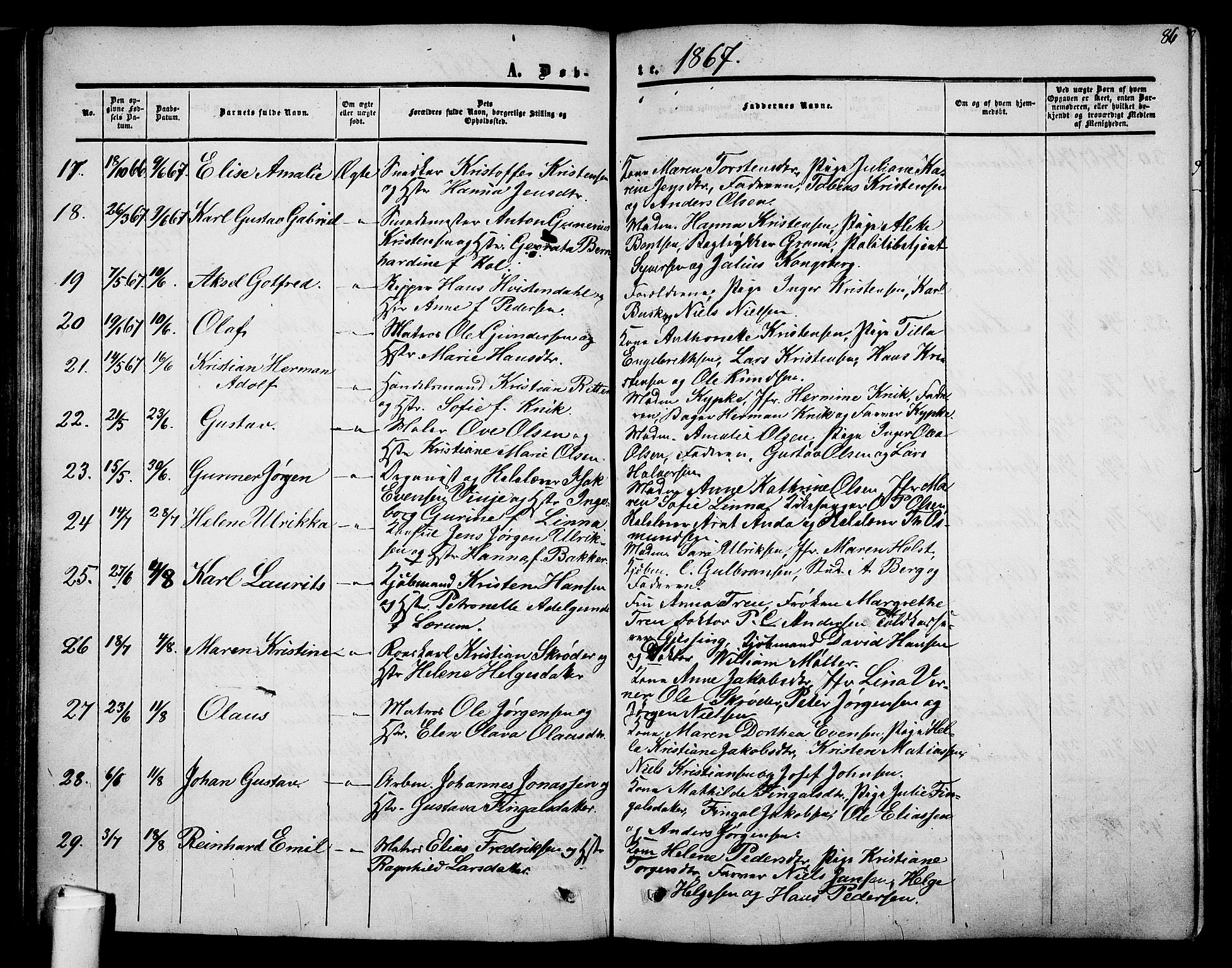 Holmestrand kirkebøker, AV/SAKO-A-346/G/Ga/L0003: Klokkerbok nr. 3, 1849-1874, s. 86