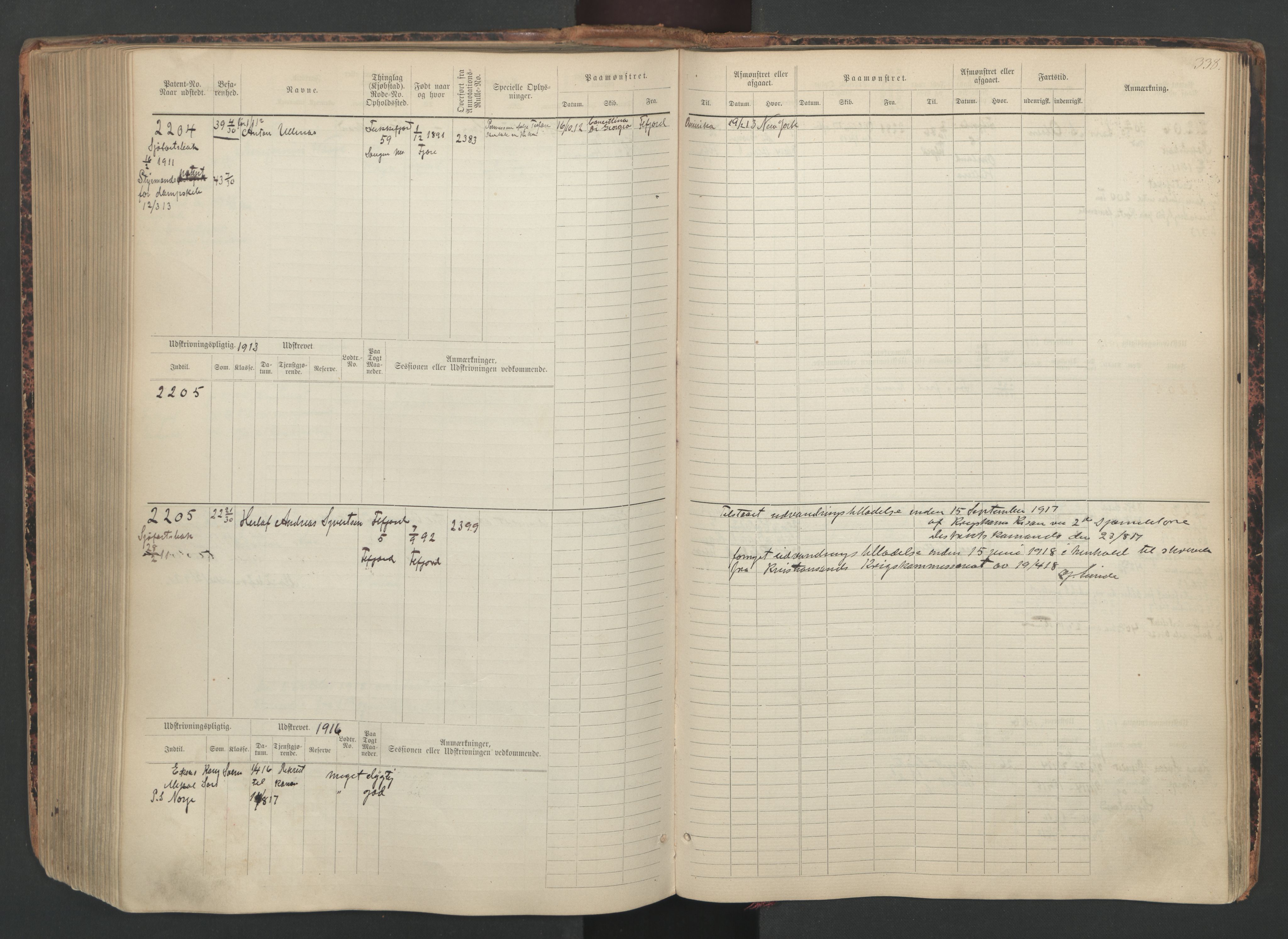 Flekkefjord mønstringskrets, AV/SAK-2031-0018/F/Fb/L0010: Hovedrulle nr 1534-2329, Æ-7, 1884-1948, s. 340