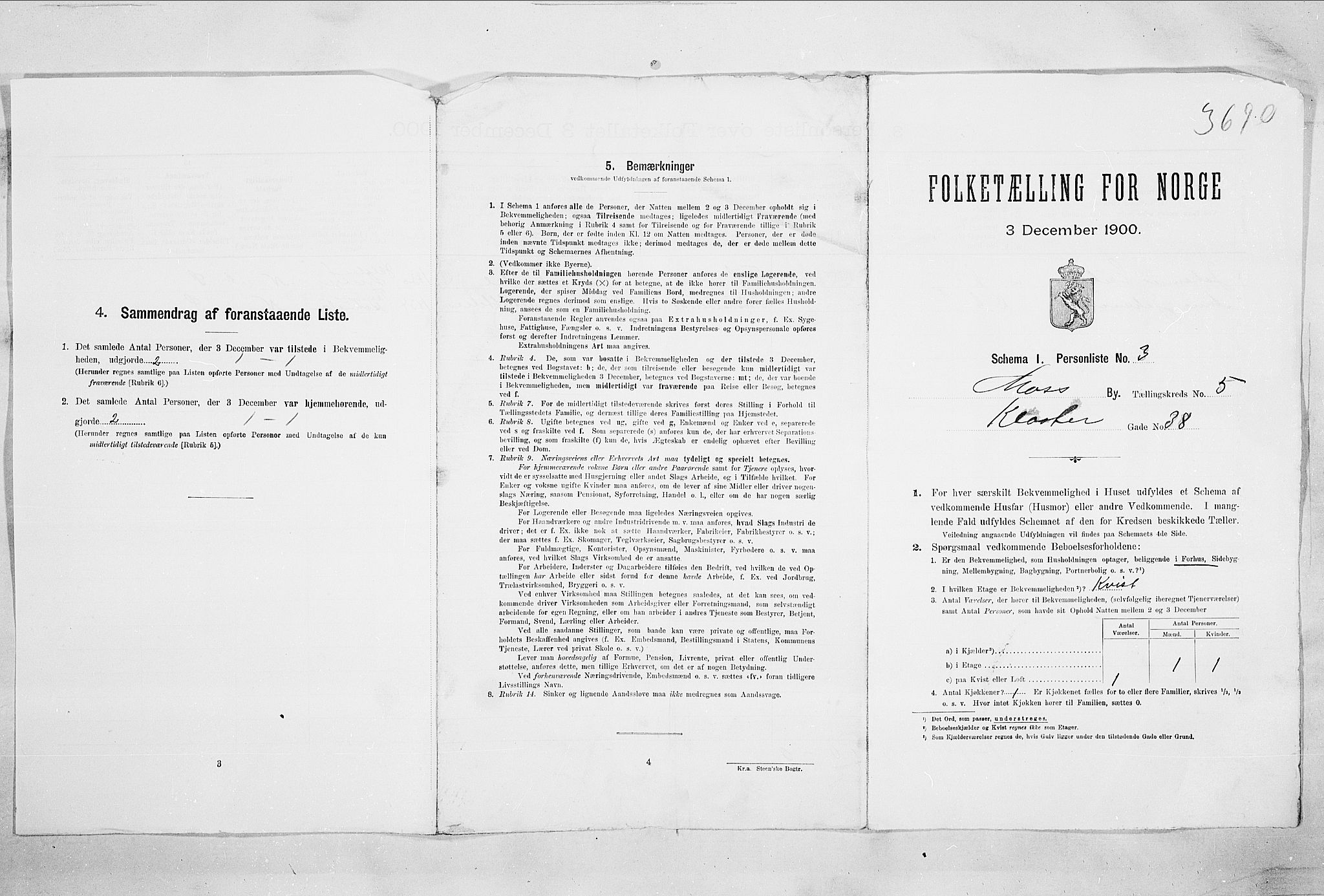 SAO, Folketelling 1900 for 0104 Moss kjøpstad, 1900