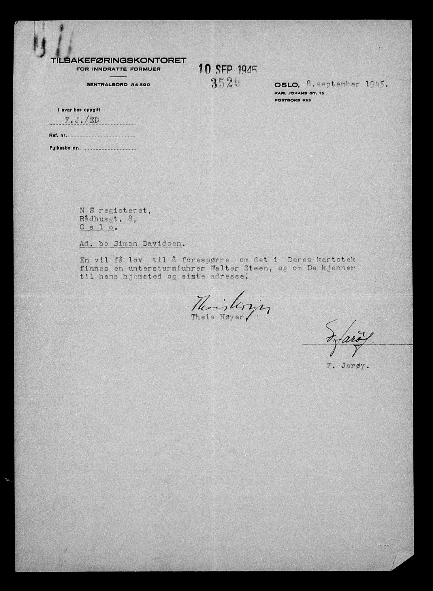 Justisdepartementet, Tilbakeføringskontoret for inndratte formuer, AV/RA-S-1564/H/Hc/Hcc/L0930: --, 1945-1947, s. 49