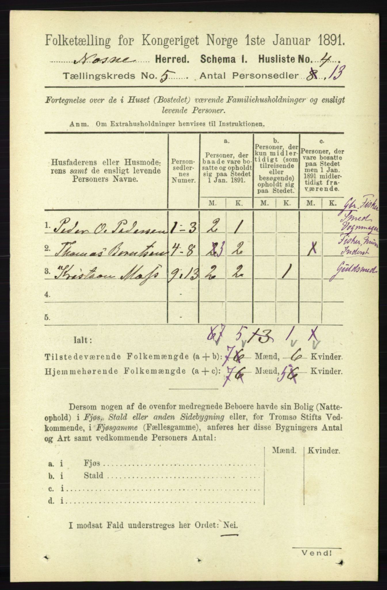 RA, Folketelling 1891 for 1828 Nesna herred, 1891, s. 2700