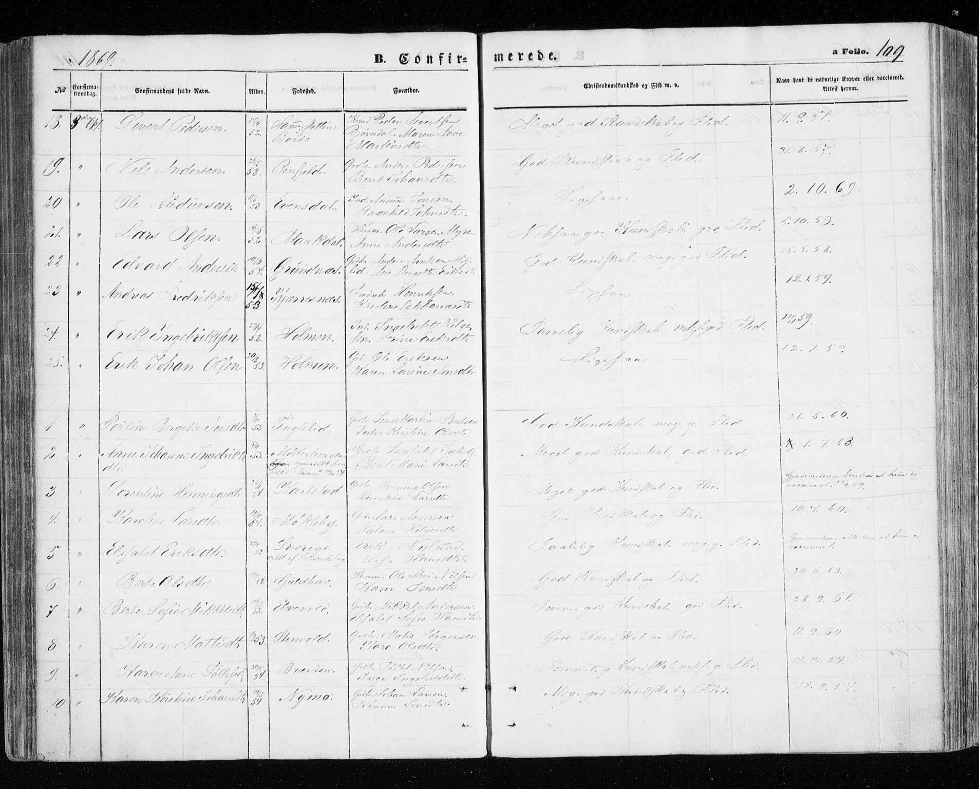Målselv sokneprestembete, AV/SATØ-S-1311/G/Ga/Gaa/L0004kirke: Ministerialbok nr. 4, 1863-1872, s. 109