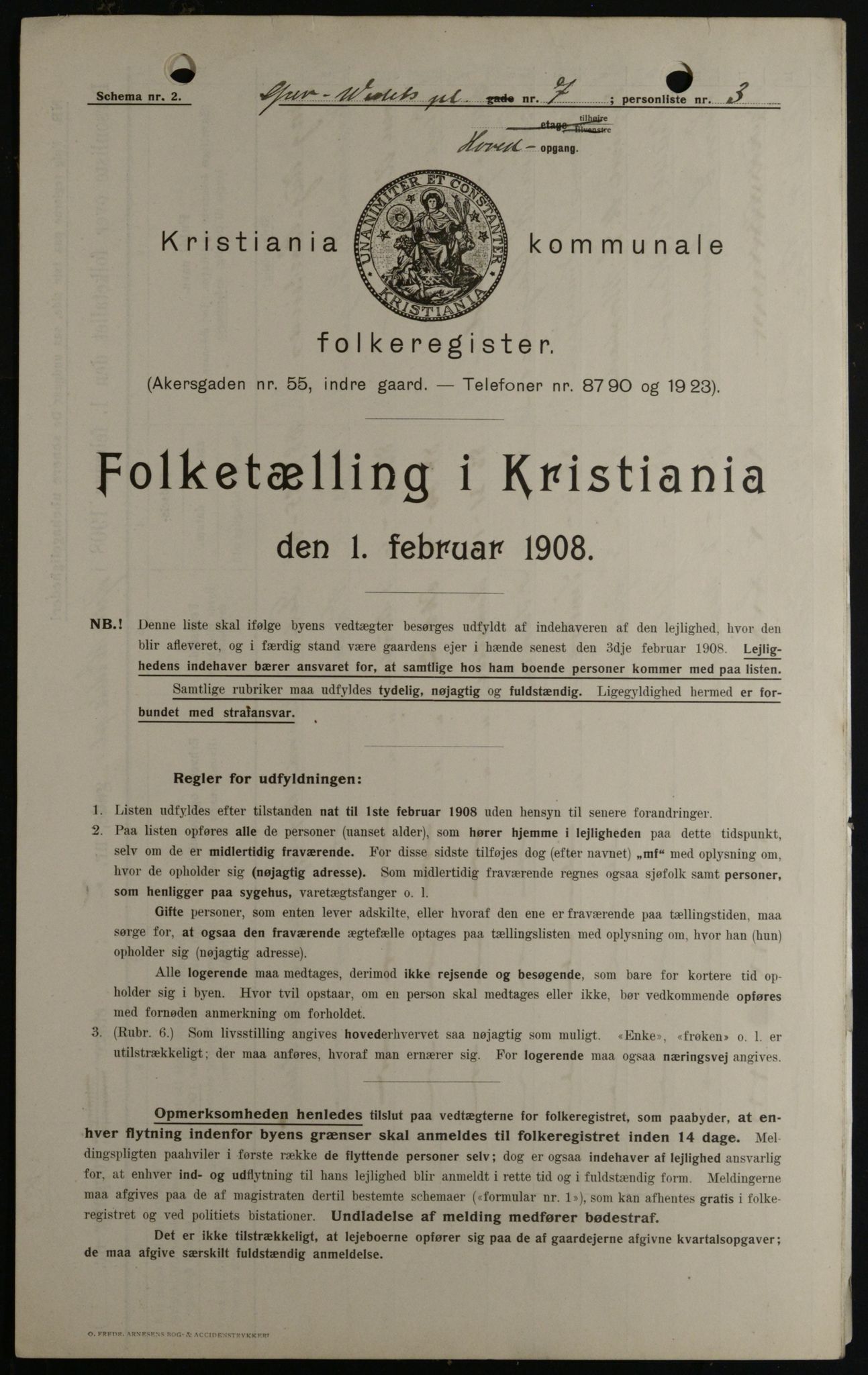 OBA, Kommunal folketelling 1.2.1908 for Kristiania kjøpstad, 1908, s. 26945