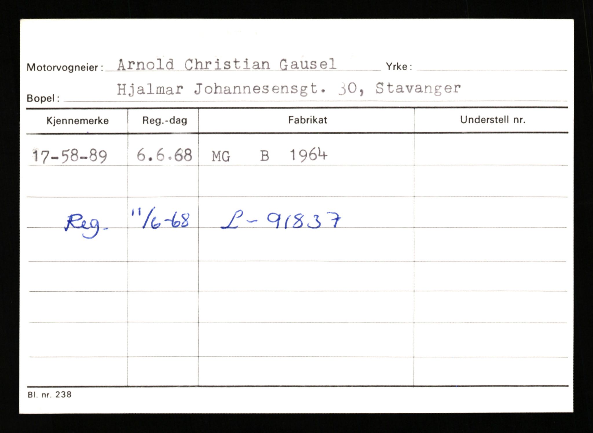 Stavanger trafikkstasjon, AV/SAST-A-101942/0/G/L0010: Registreringsnummer: 130000 - 239953, 1930-1971, s. 1567