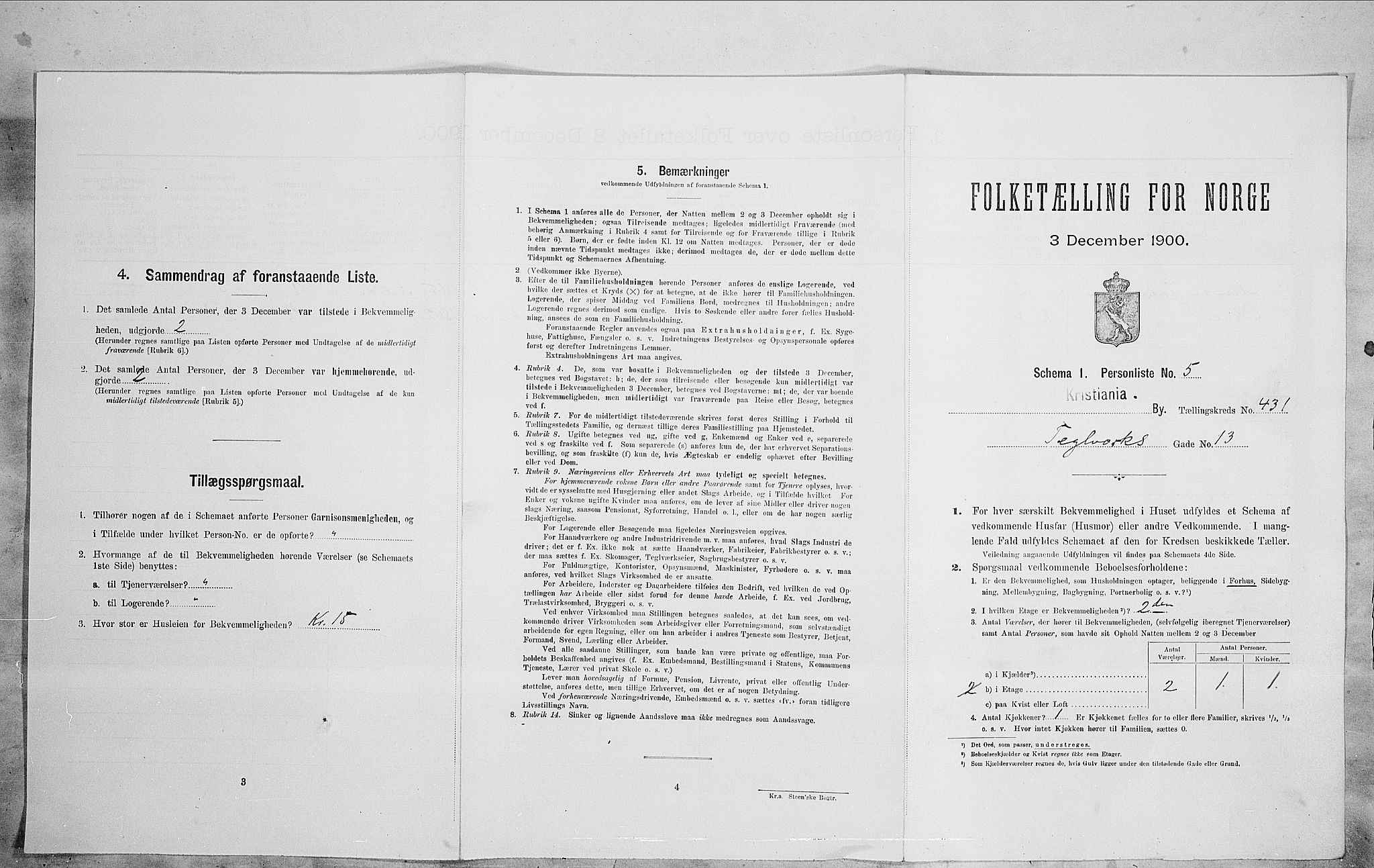 SAO, Folketelling 1900 for 0301 Kristiania kjøpstad, 1900, s. 96198