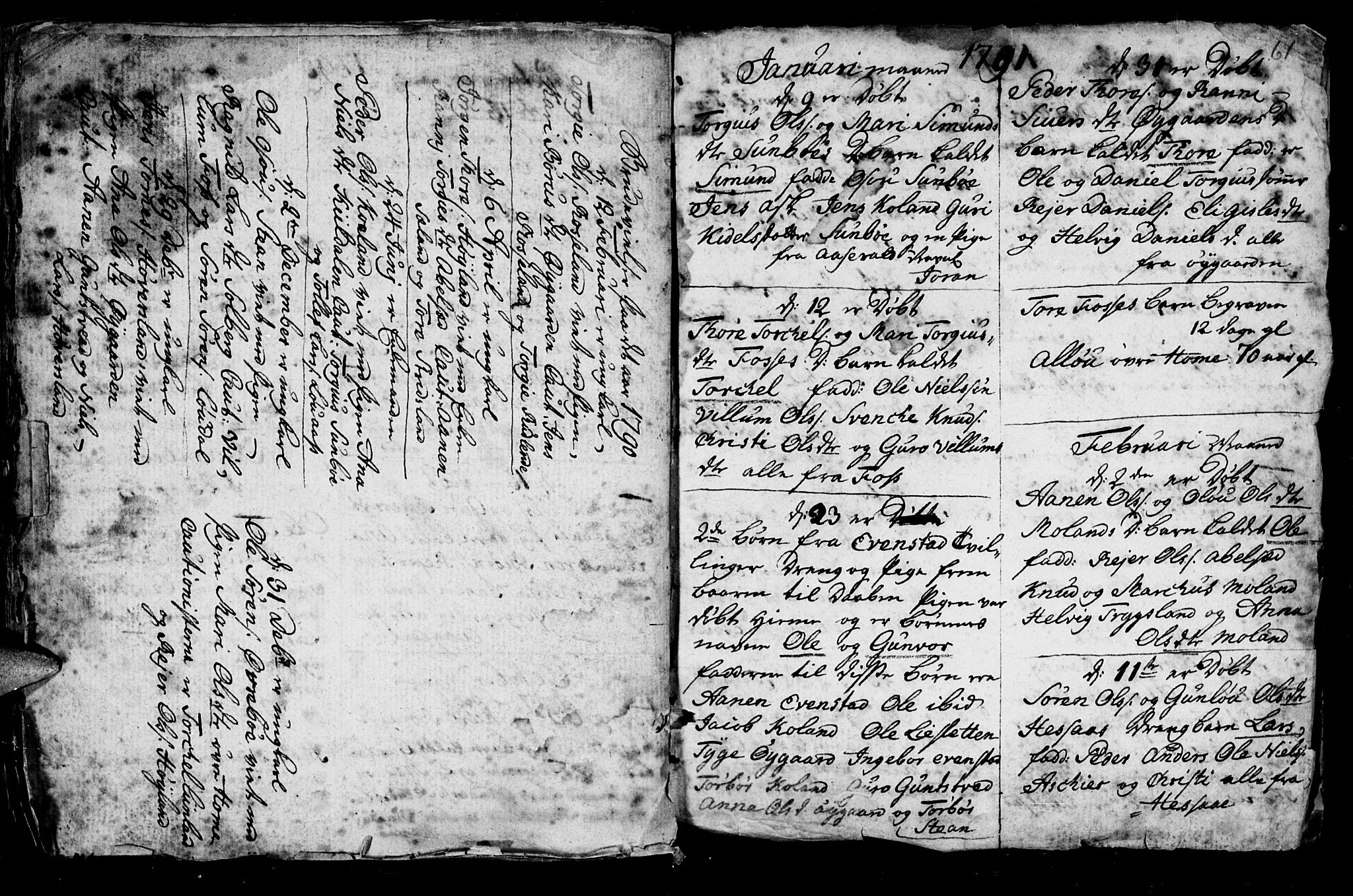 Bjelland sokneprestkontor, AV/SAK-1111-0005/F/Fb/Fba/L0002: Klokkerbok nr. B 2, 1753-1792, s. 61