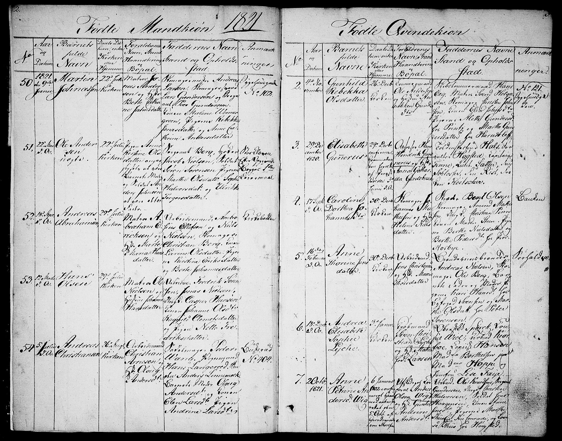 Halden prestekontor Kirkebøker, AV/SAO-A-10909/G/Ga/L0002: Klokkerbok nr. 2, 1821-1834, s. 2-3