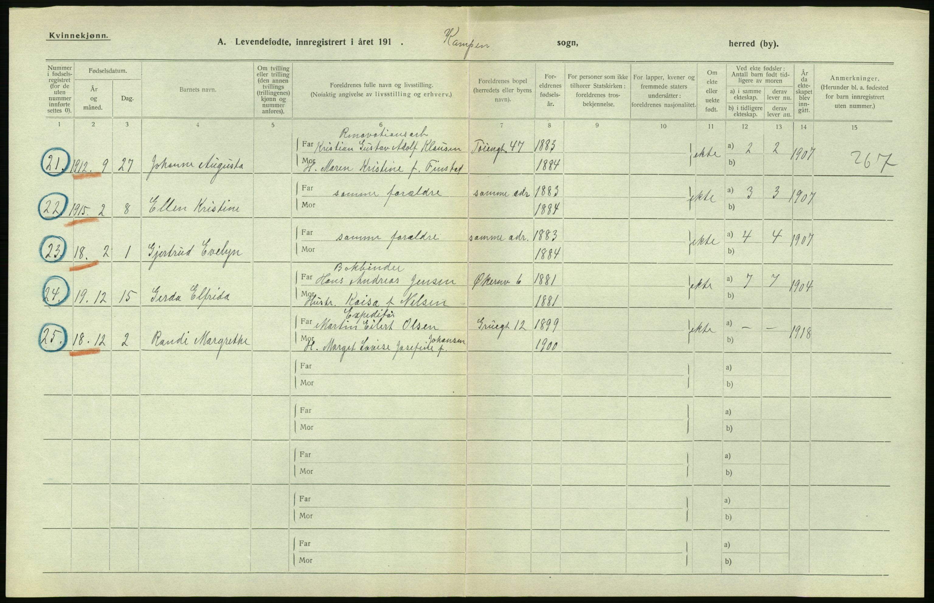 Statistisk sentralbyrå, Sosiodemografiske emner, Befolkning, AV/RA-S-2228/D/Df/Dfb/Dfbj/L0008: Kristiania: Levendefødte menn og kvinner., 1920, s. 240