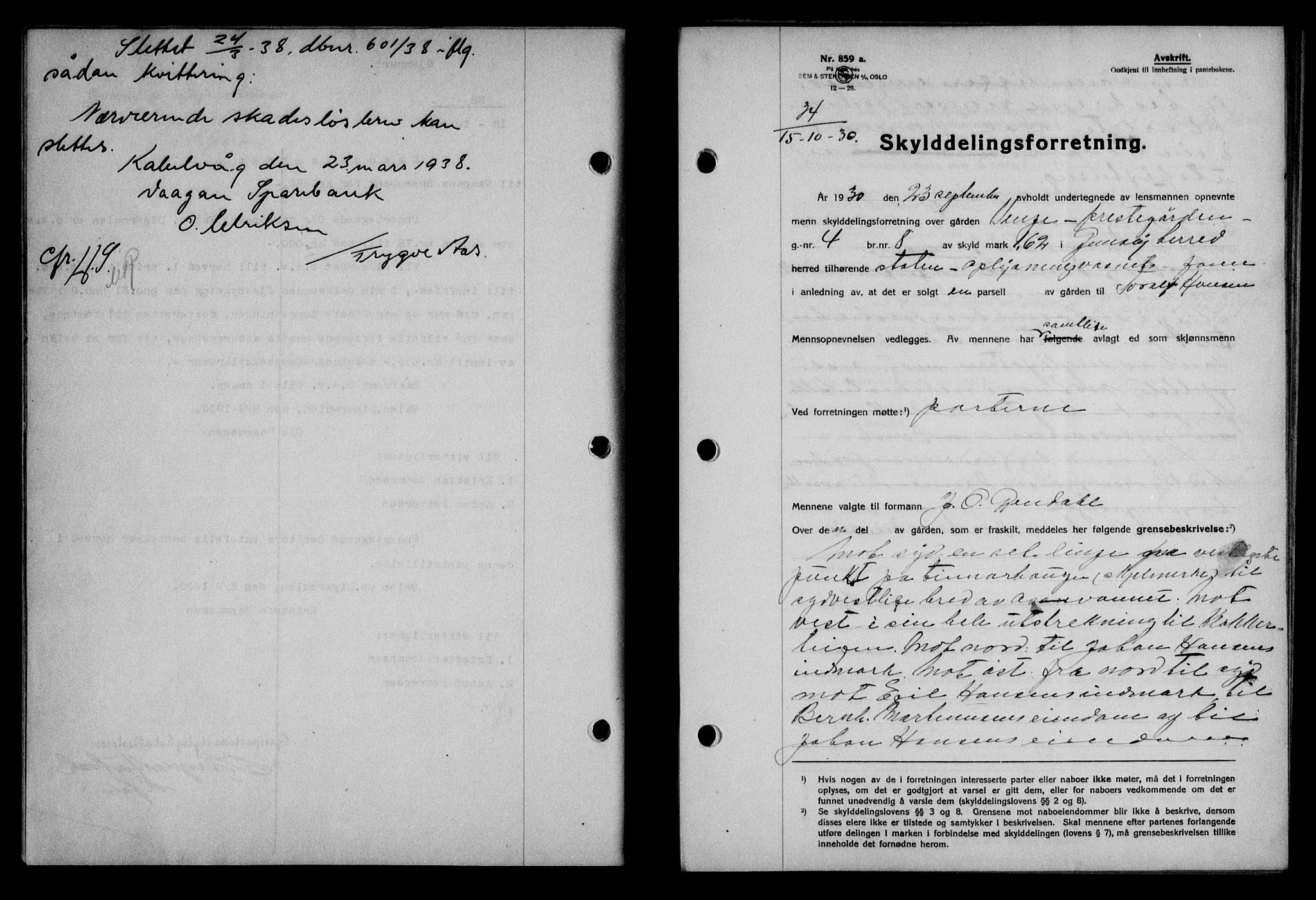 Lofoten sorenskriveri, AV/SAT-A-0017/1/2/2C/L0022b: Pantebok nr. 22b, 1930-1930, Tingl.dato: 15.10.1930