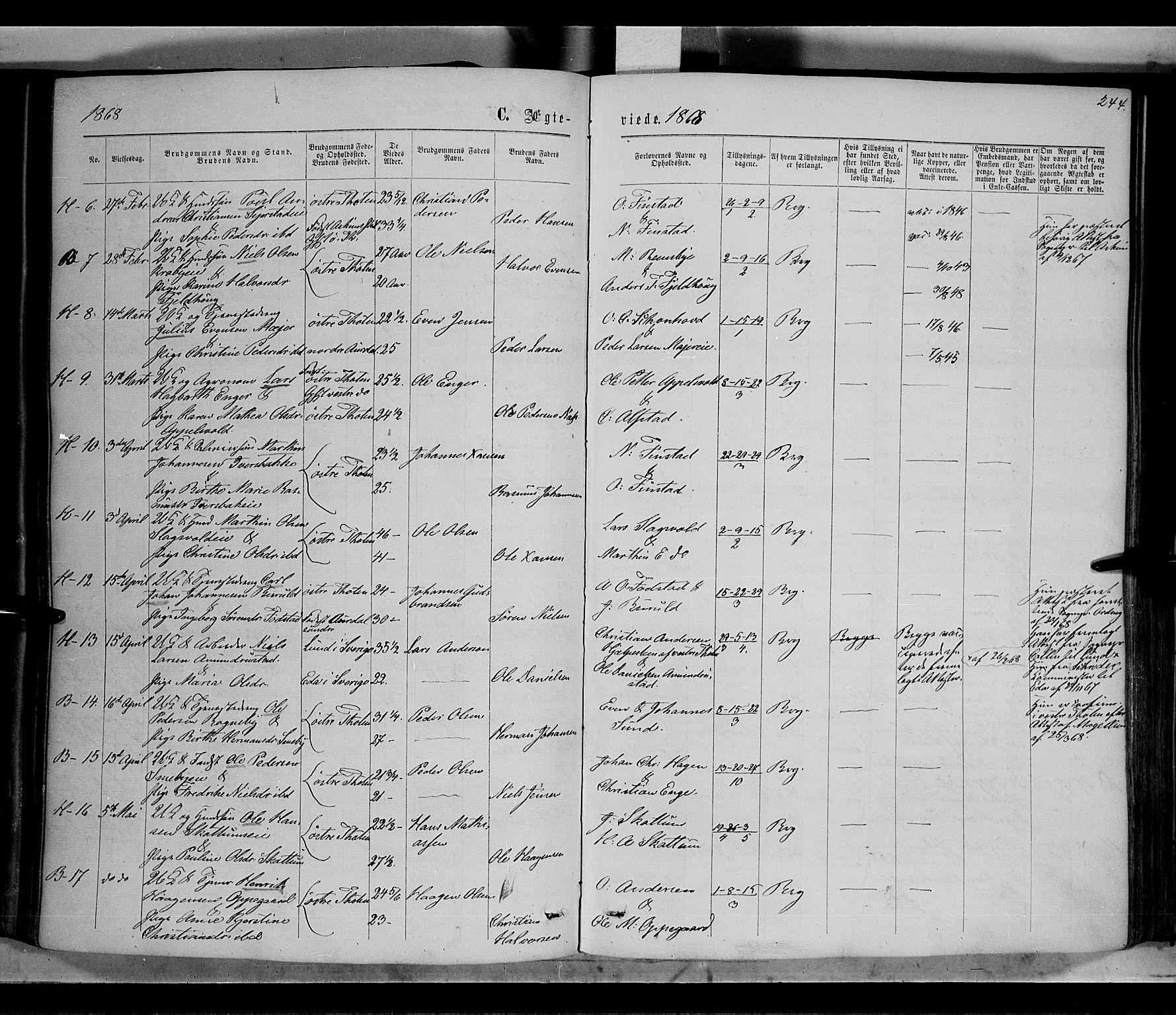 Østre Toten prestekontor, AV/SAH-PREST-104/H/Ha/Haa/L0005: Ministerialbok nr. 5, 1866-1877, s. 244