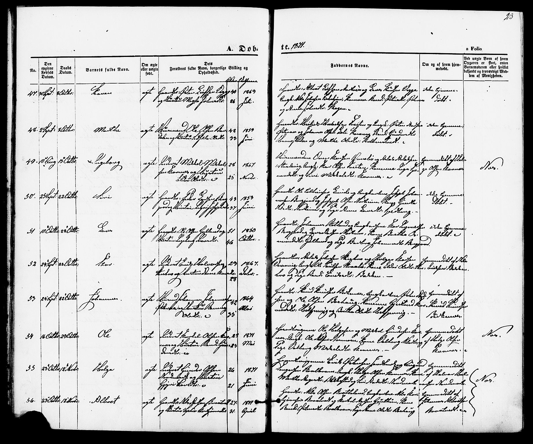 Suldal sokneprestkontor, SAST/A-101845/01/IV/L0010: Ministerialbok nr. A 10, 1869-1878, s. 23