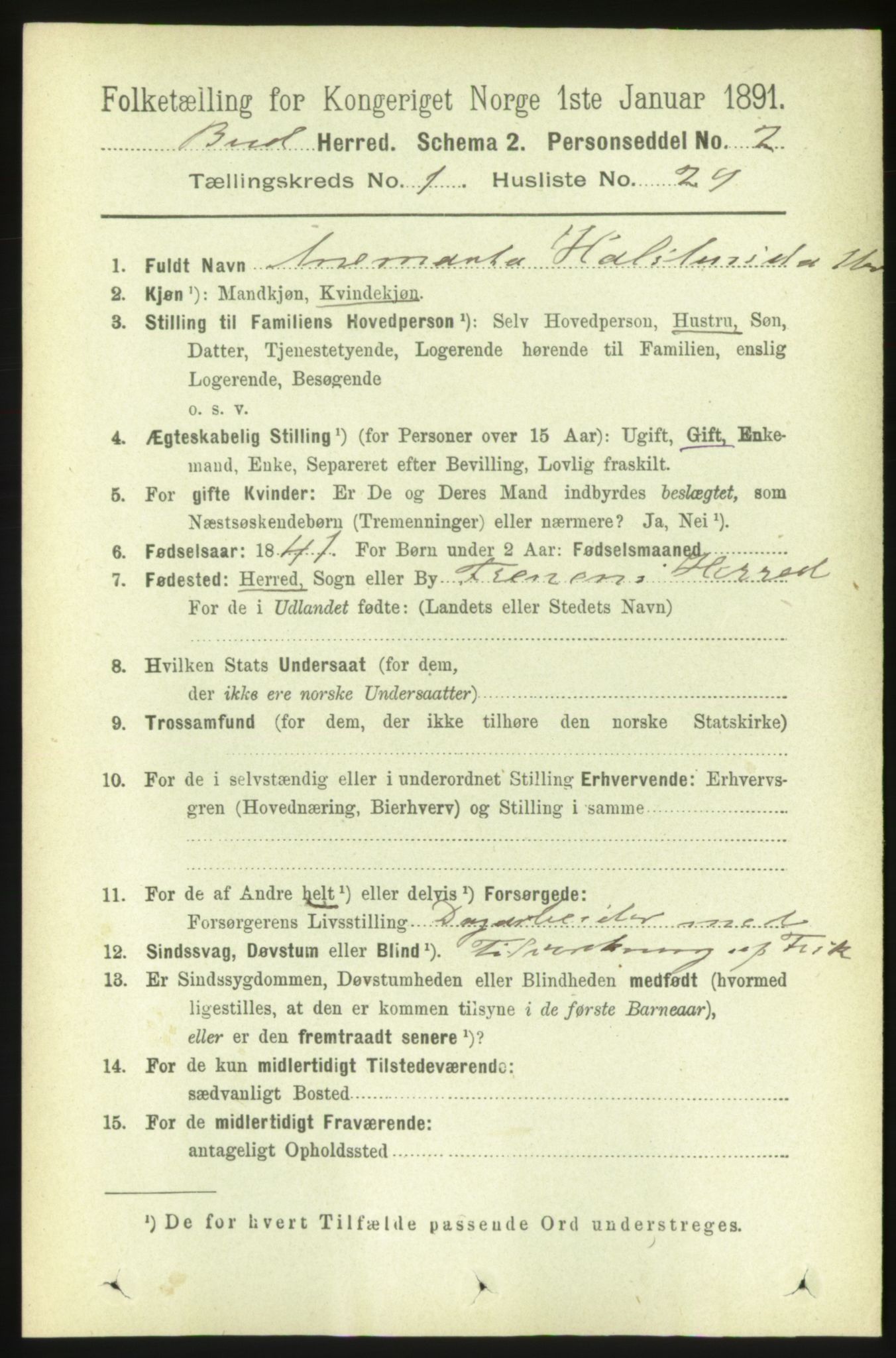 RA, Folketelling 1891 for 1549 Bud herred, 1891, s. 262