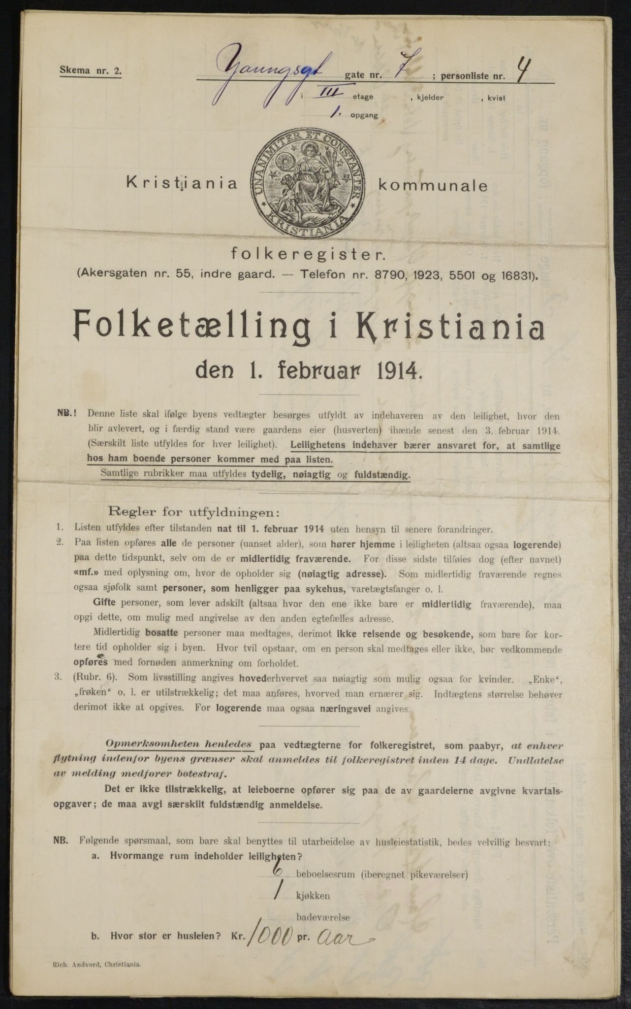 OBA, Kommunal folketelling 1.2.1914 for Kristiania, 1914, s. 129562