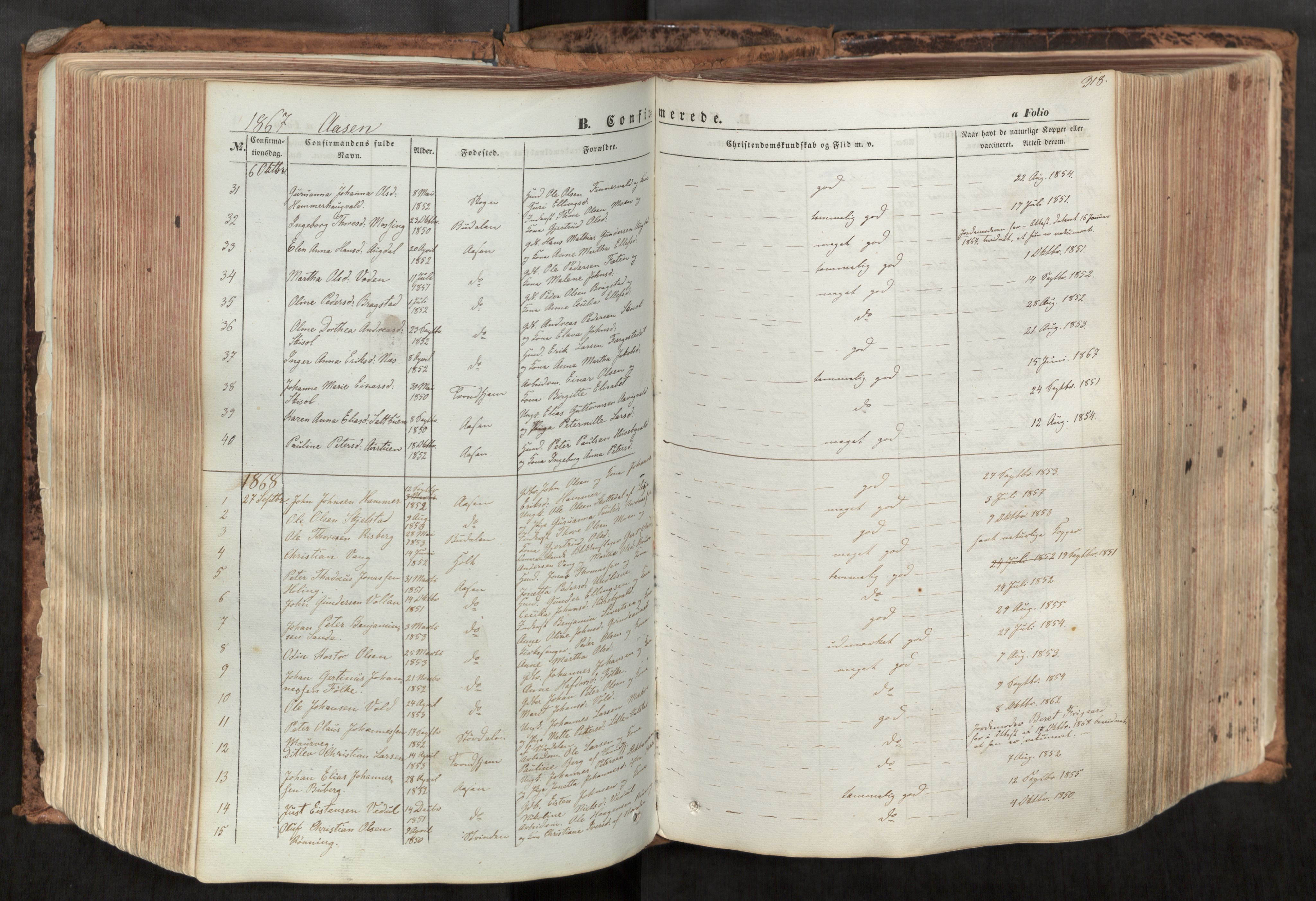 Ministerialprotokoller, klokkerbøker og fødselsregistre - Nord-Trøndelag, AV/SAT-A-1458/713/L0116: Ministerialbok nr. 713A07, 1850-1877, s. 318