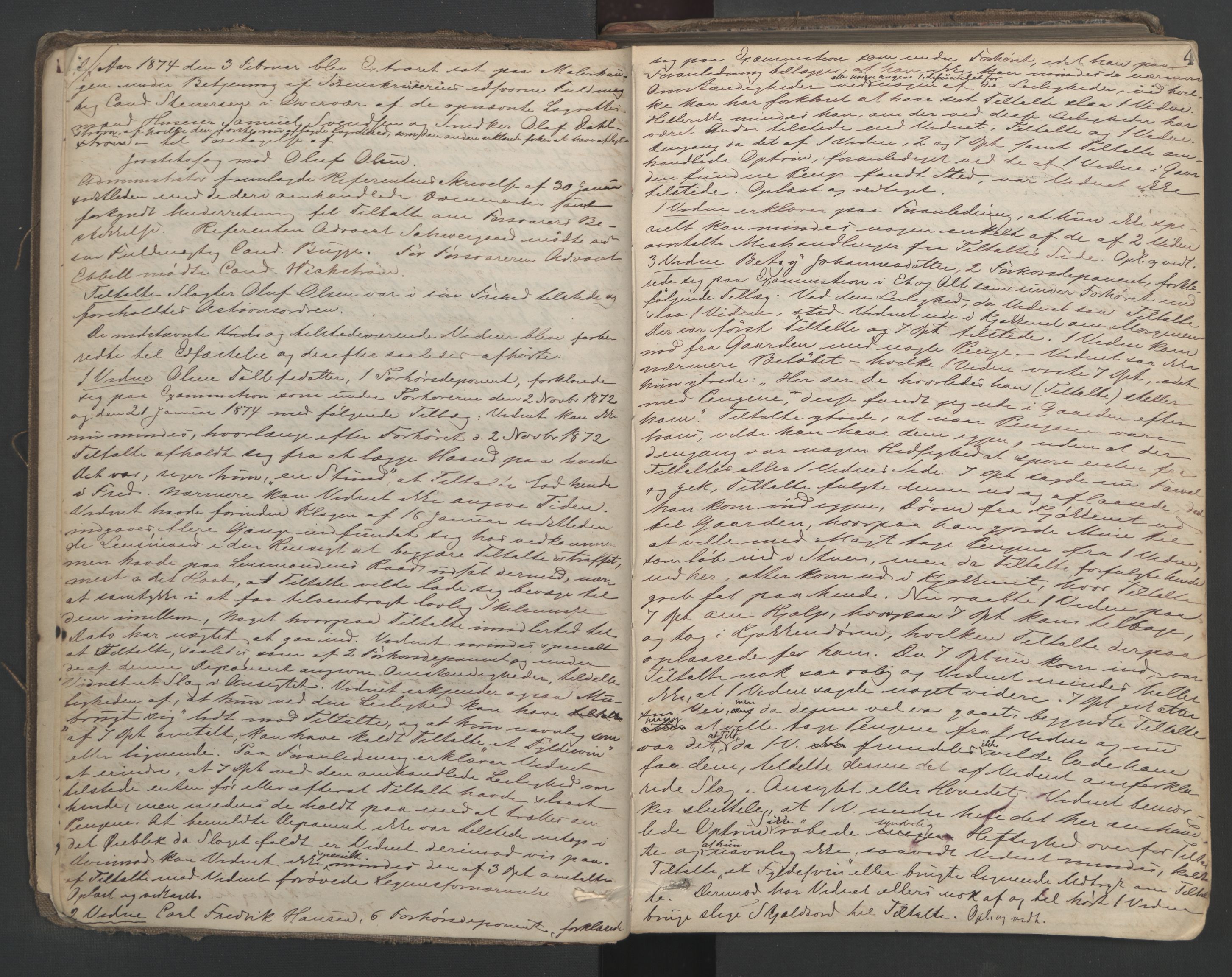 Aker sorenskriveri, AV/SAO-A-10895/F/Fc/Fcb/L0043: Ekstrarettsprotokoll, 1874-1876, s. 3-4