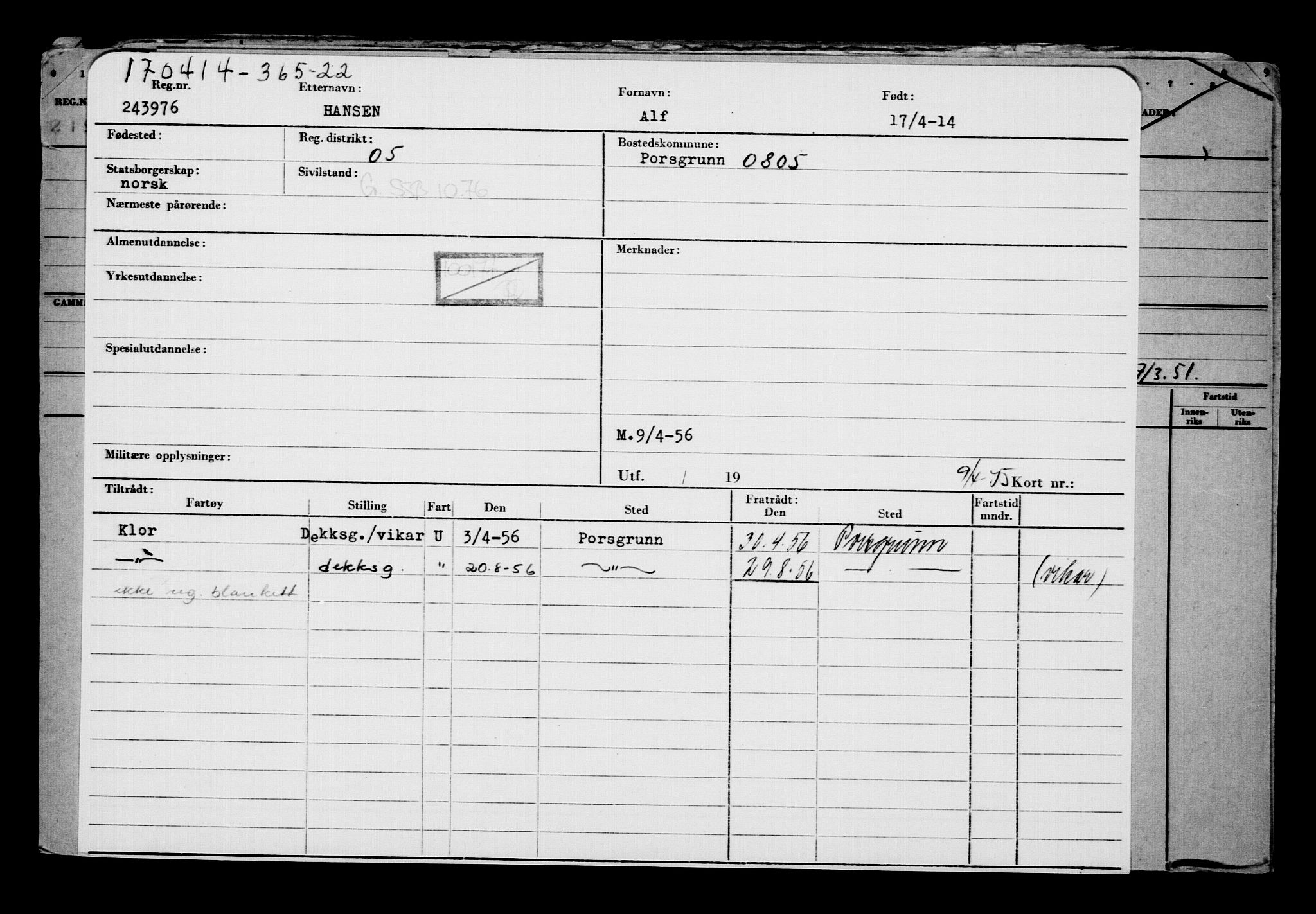 Direktoratet for sjømenn, AV/RA-S-3545/G/Gb/L0120: Hovedkort, 1914, s. 93