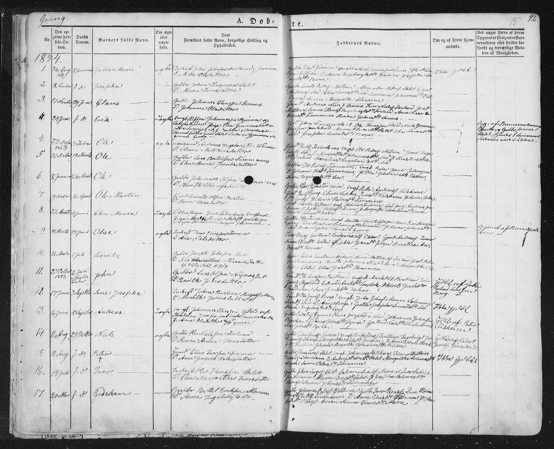 Ministerialprotokoller, klokkerbøker og fødselsregistre - Nord-Trøndelag, AV/SAT-A-1458/758/L0513: Ministerialbok nr. 758A02 /1, 1839-1868, s. 15