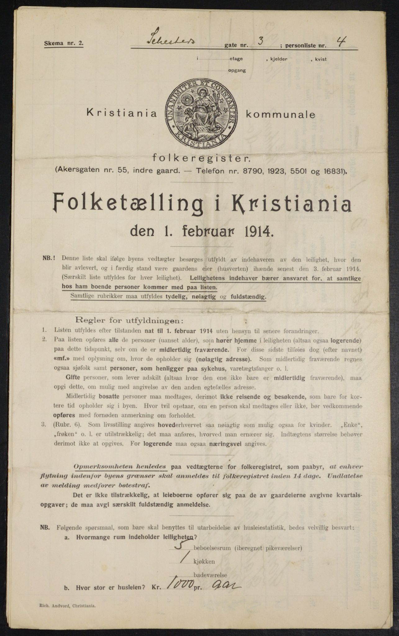 OBA, Kommunal folketelling 1.2.1914 for Kristiania, 1914, s. 93594