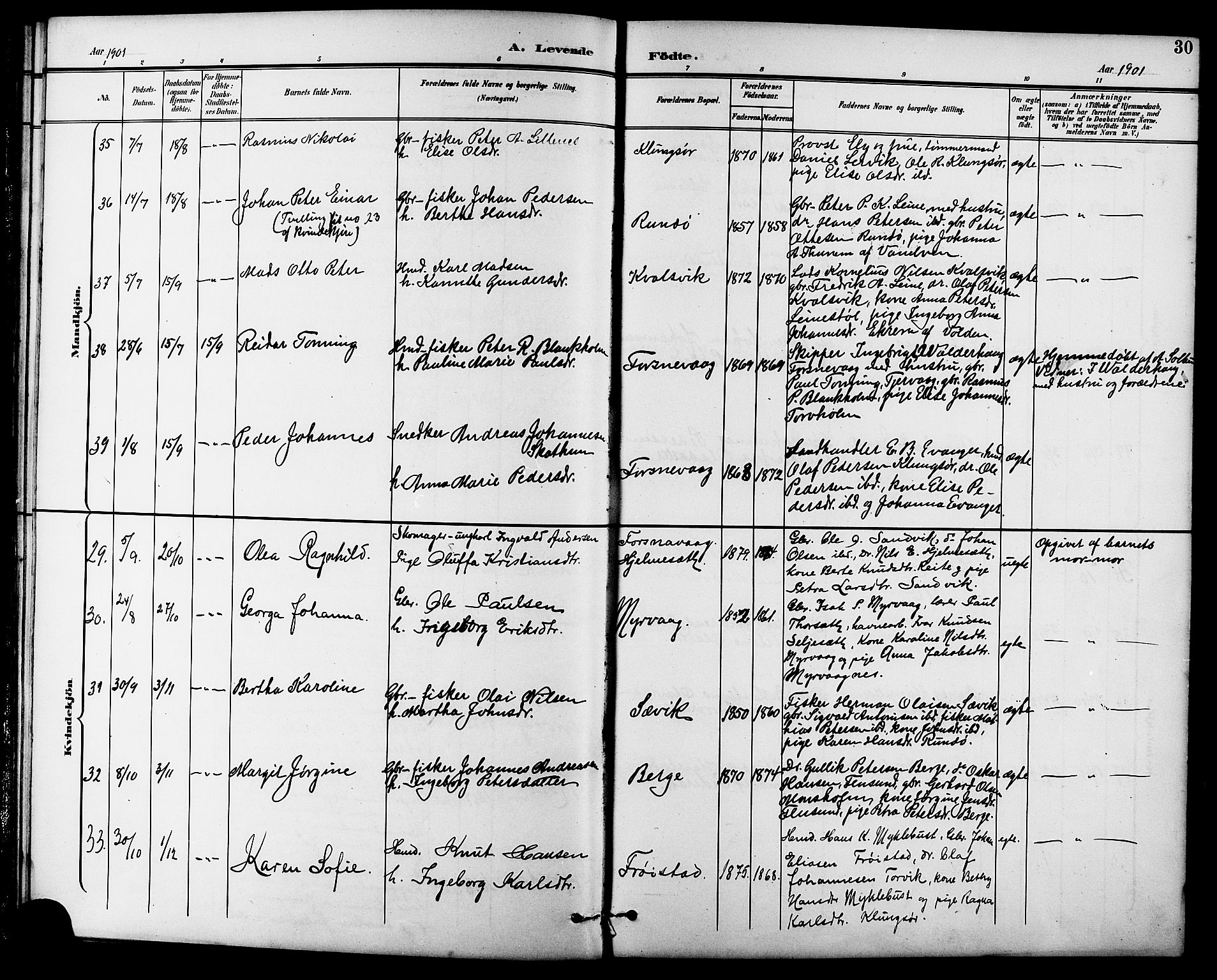 Ministerialprotokoller, klokkerbøker og fødselsregistre - Møre og Romsdal, AV/SAT-A-1454/507/L0082: Klokkerbok nr. 507C05, 1896-1914, s. 30