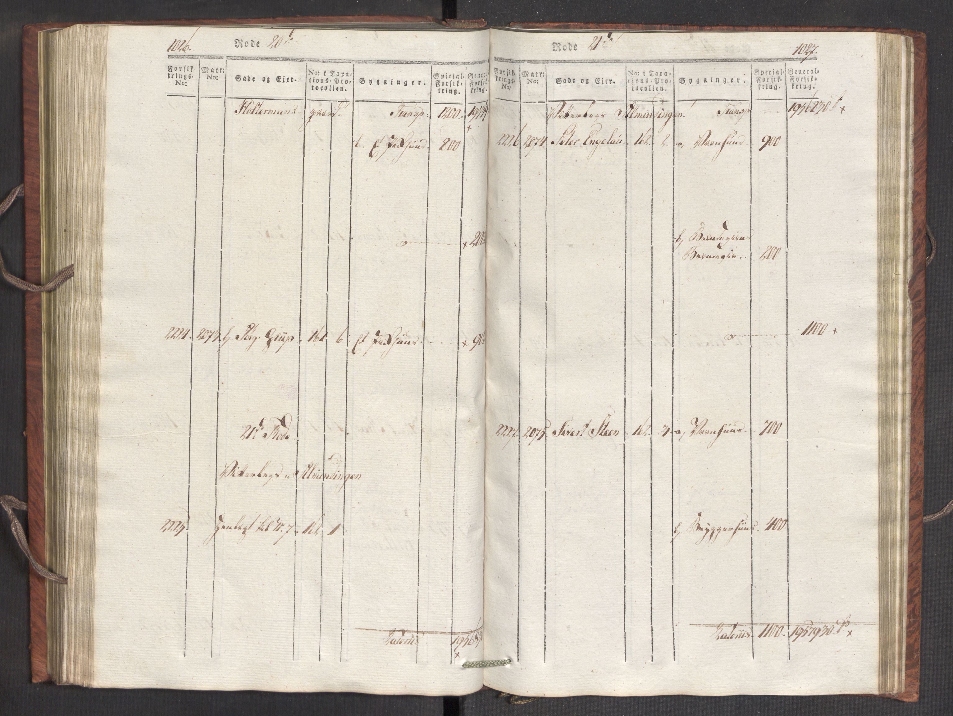 Kommersekollegiet, Brannforsikringskontoret 1767-1814, RA/EA-5458/F/Fa/L0007/0002: Bergen / Branntakstprotokoll, 1807-1817, s. 1026-1027