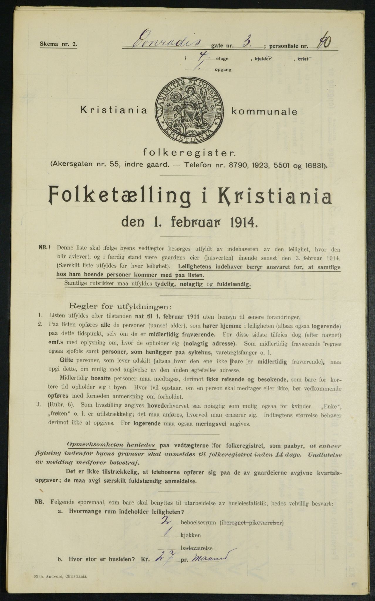 OBA, Kommunal folketelling 1.2.1914 for Kristiania, 1914, s. 13553