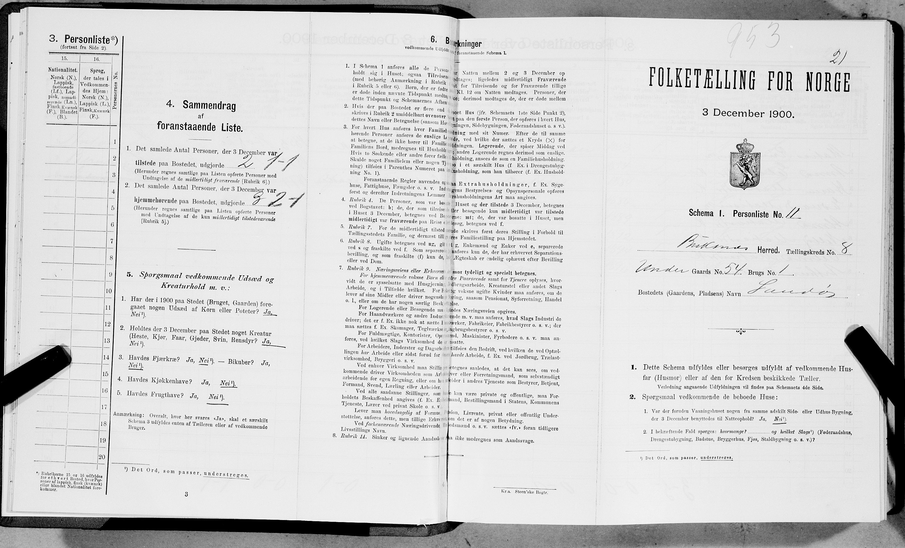 SAT, Folketelling 1900 for 1860 Buksnes herred, 1900, s. 1087