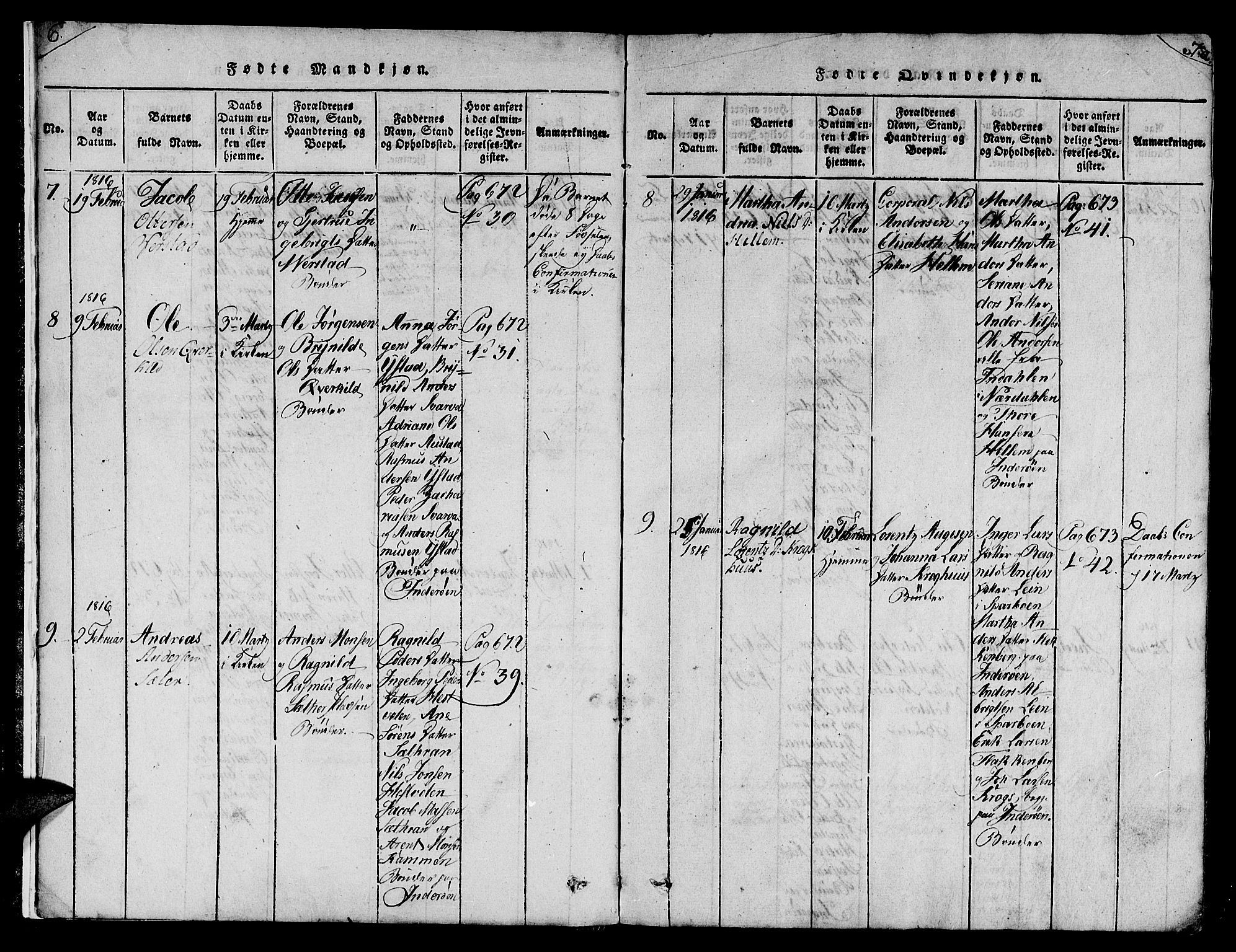 Ministerialprotokoller, klokkerbøker og fødselsregistre - Nord-Trøndelag, SAT/A-1458/730/L0275: Ministerialbok nr. 730A04, 1816-1822, s. 6-7a
