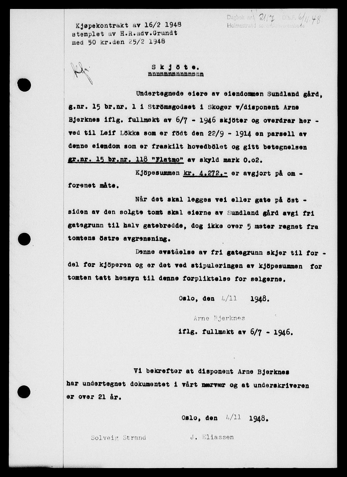 Holmestrand sorenskriveri, SAKO/A-67/G/Ga/Gaa/L0065: Pantebok nr. A-65, 1948-1949, Dagboknr: 2117/1948