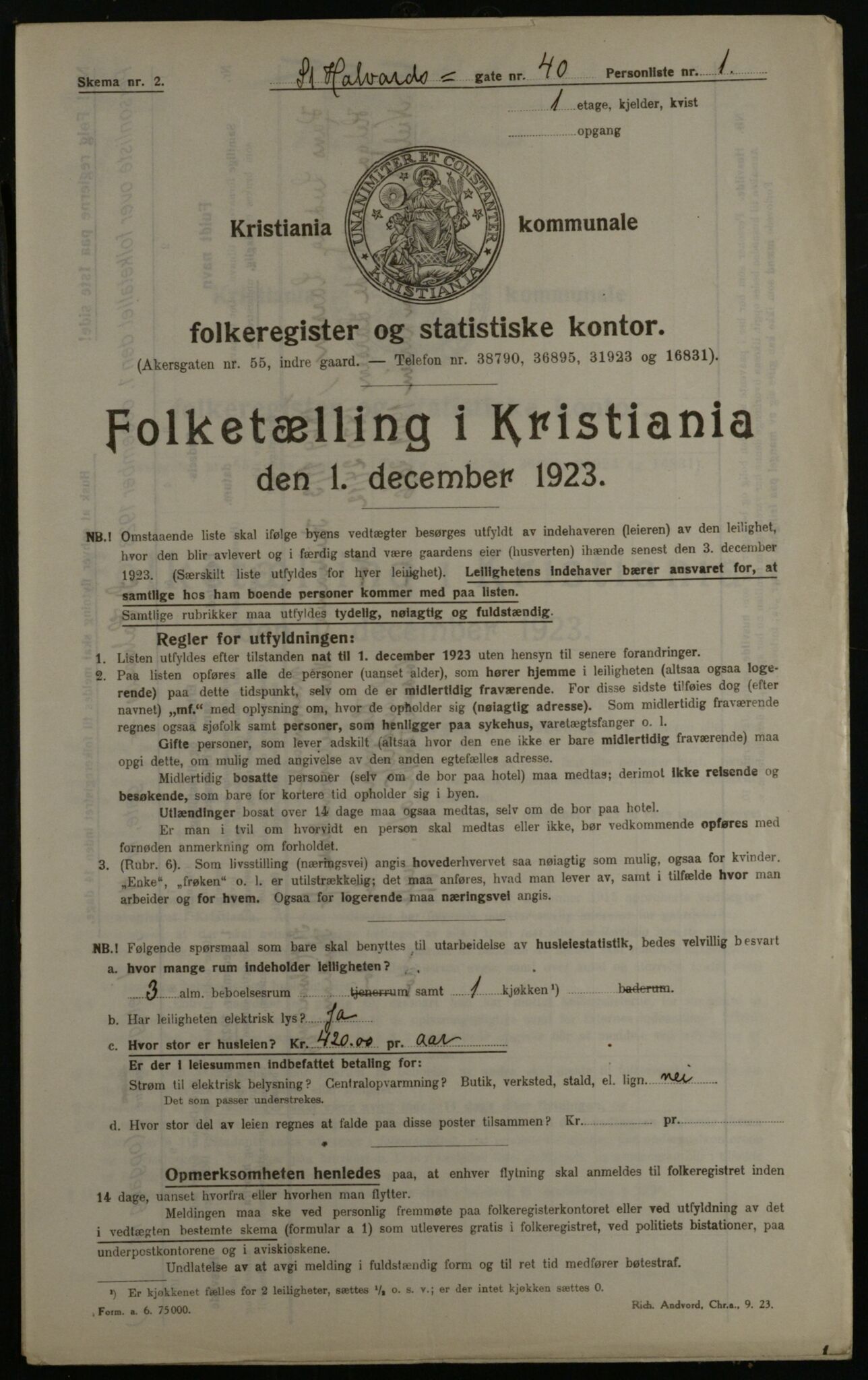 OBA, Kommunal folketelling 1.12.1923 for Kristiania, 1923, s. 96997