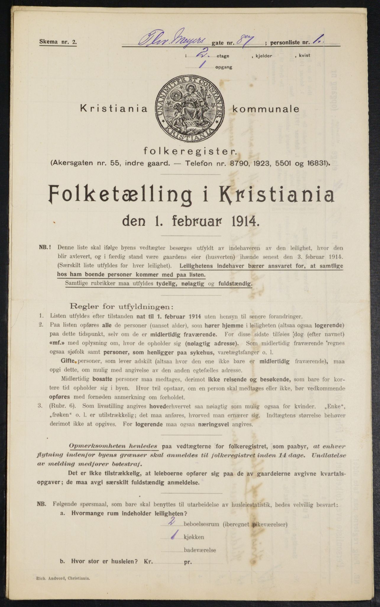 OBA, Kommunal folketelling 1.2.1914 for Kristiania, 1914, s. 112220