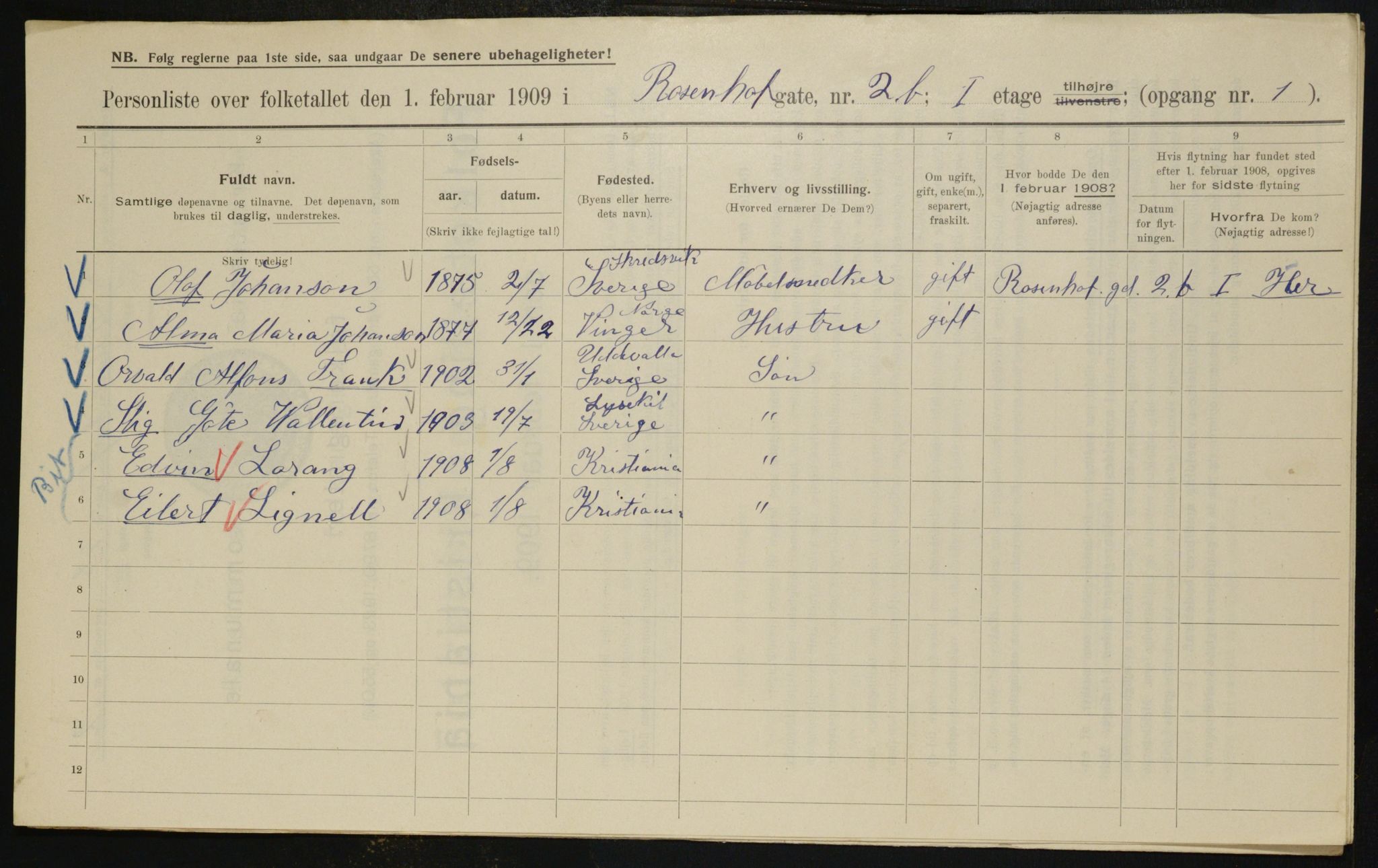 OBA, Kommunal folketelling 1.2.1909 for Kristiania kjøpstad, 1909, s. 75867