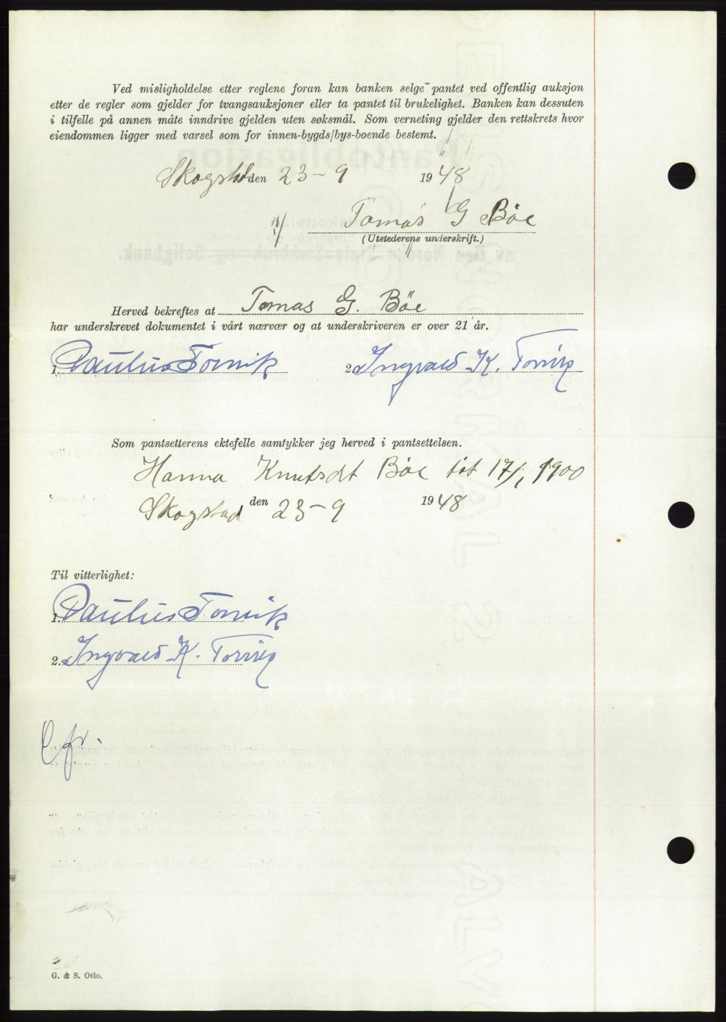 Søre Sunnmøre sorenskriveri, AV/SAT-A-4122/1/2/2C/L0116: Pantebok nr. 4B, 1948-1949, Dagboknr: 1339/1948