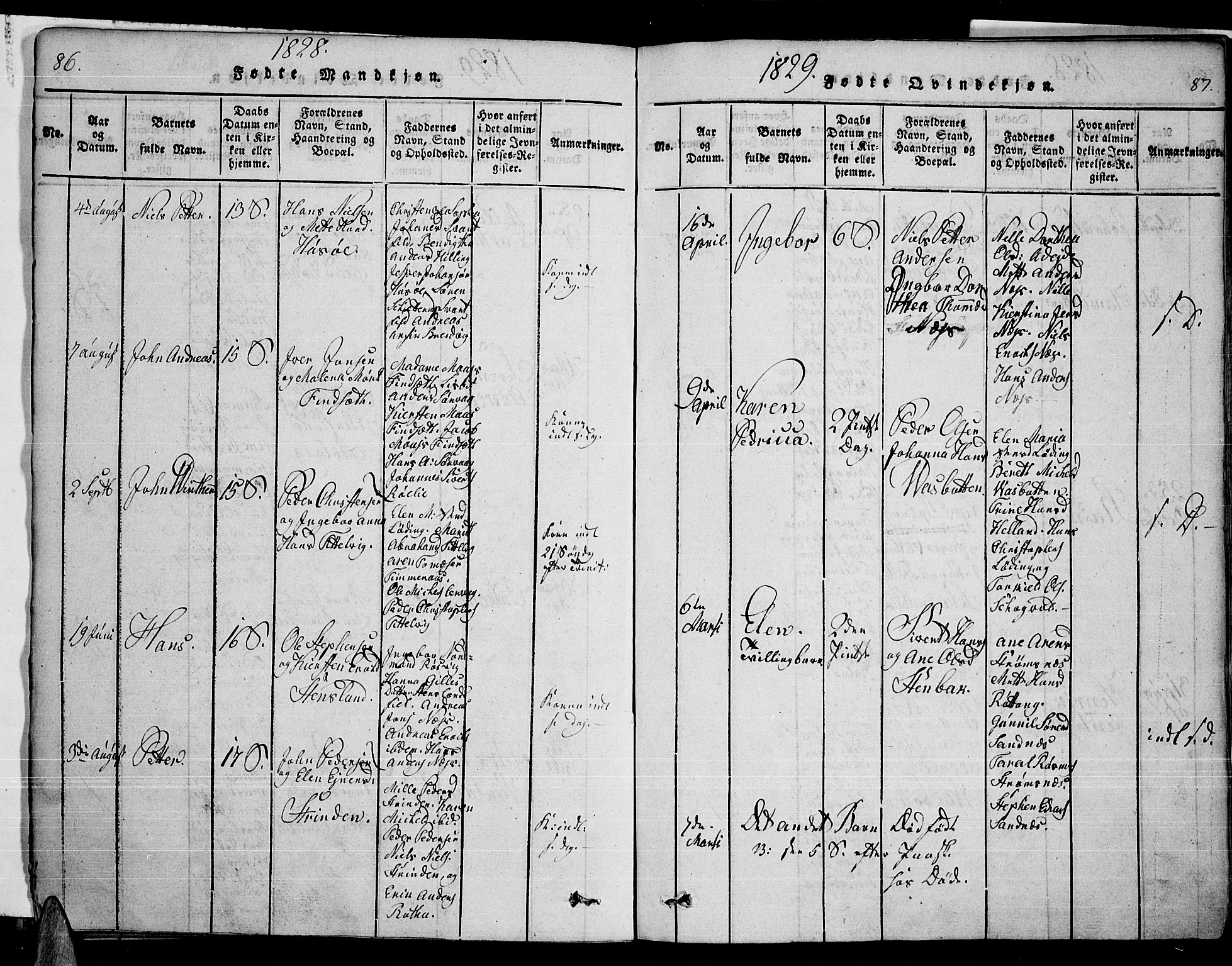 Ministerialprotokoller, klokkerbøker og fødselsregistre - Nordland, AV/SAT-A-1459/859/L0842: Ministerialbok nr. 859A02, 1821-1839, s. 86-87