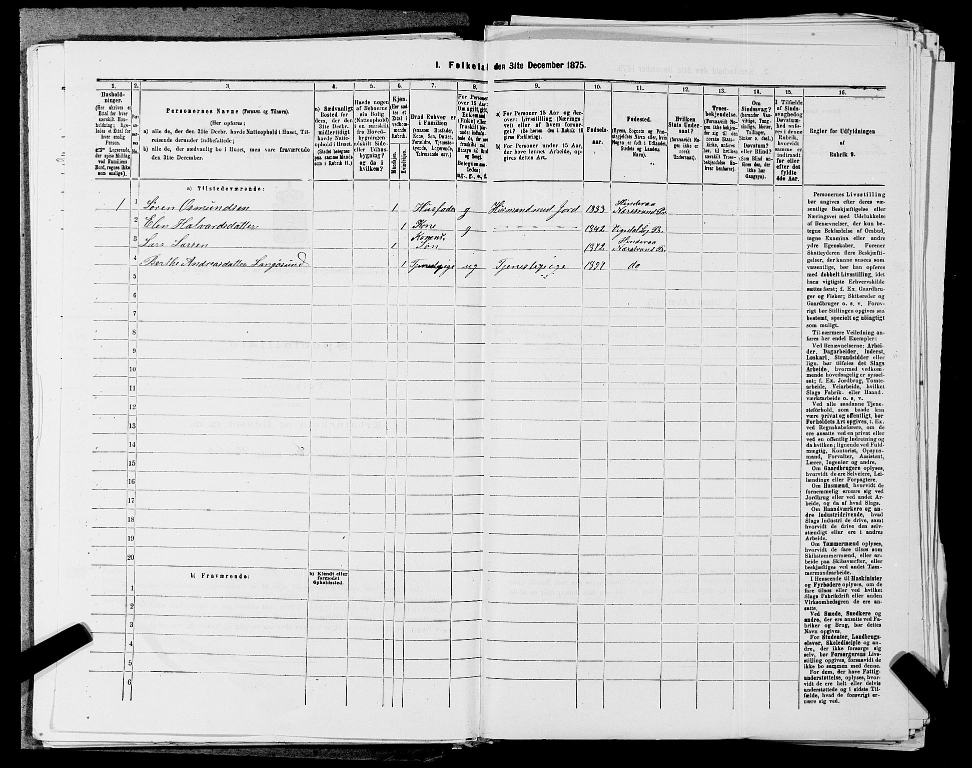 SAST, Folketelling 1875 for 1139P Nedstrand prestegjeld, 1875, s. 578