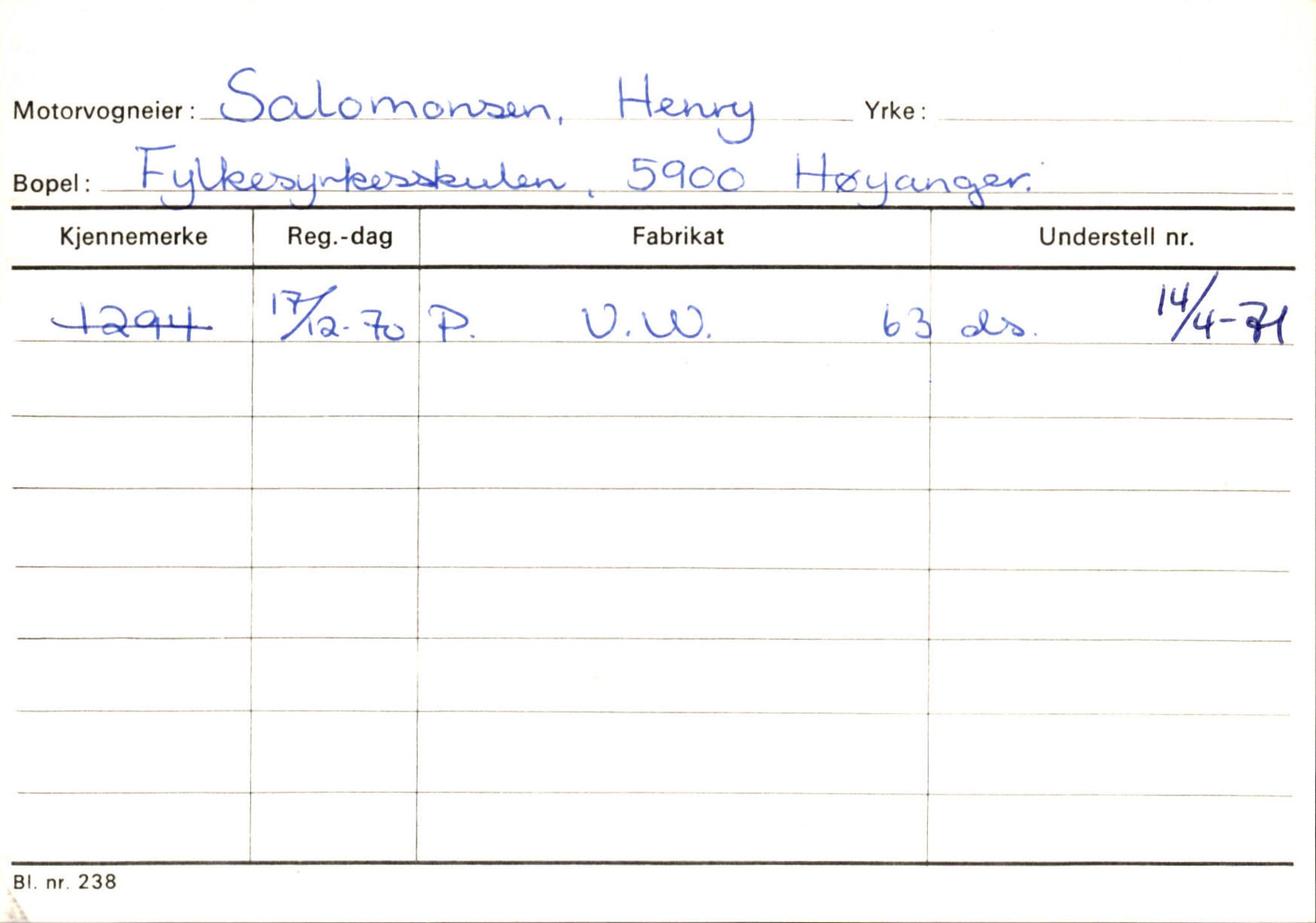 Statens vegvesen, Sogn og Fjordane vegkontor, AV/SAB-A-5301/4/F/L0131: Eigarregister Høyanger P-Å. Stryn S-Å, 1945-1975, s. 152