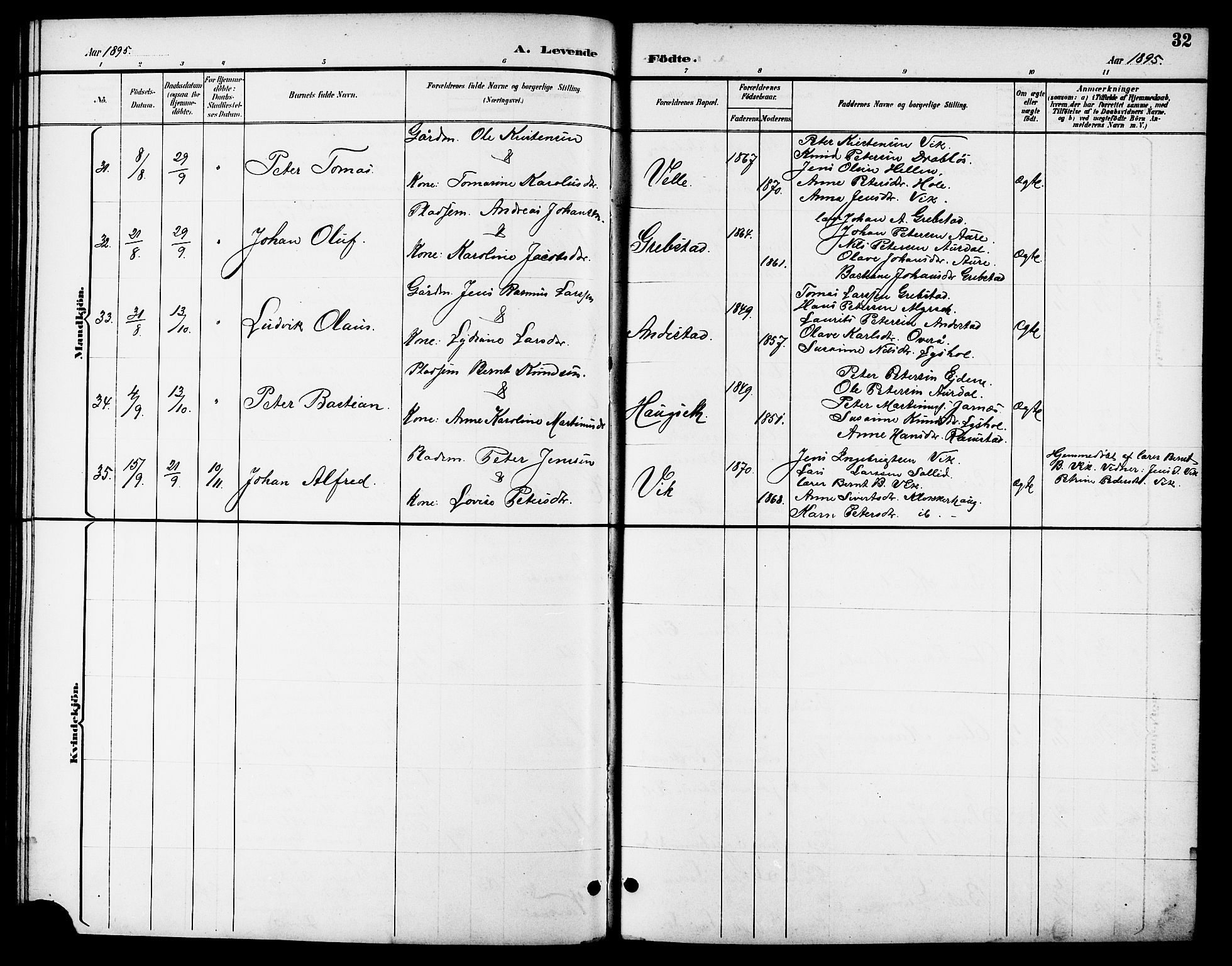 Ministerialprotokoller, klokkerbøker og fødselsregistre - Møre og Romsdal, AV/SAT-A-1454/523/L0340: Klokkerbok nr. 523C03, 1892-1902, s. 32