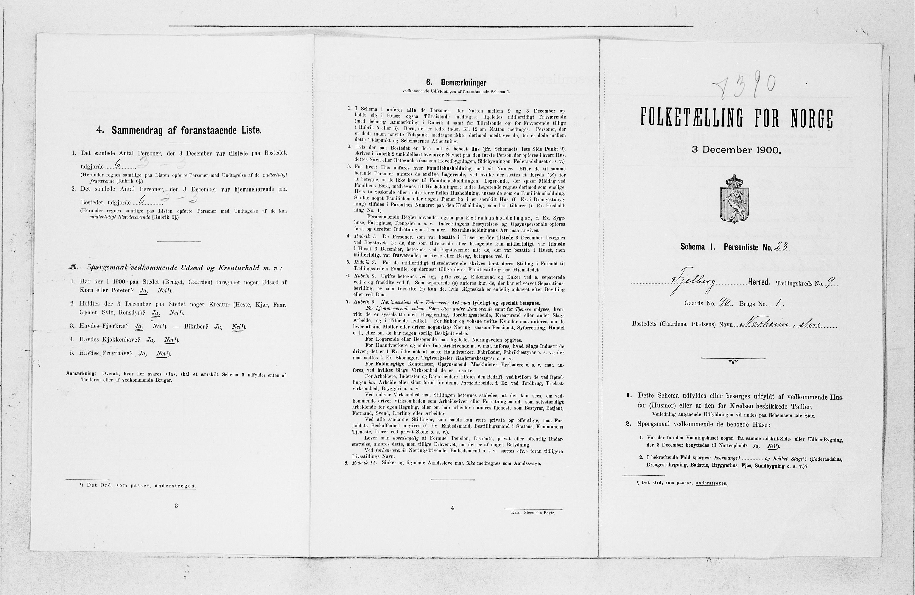SAB, Folketelling 1900 for 1213 Fjelberg herred, 1900, s. 975